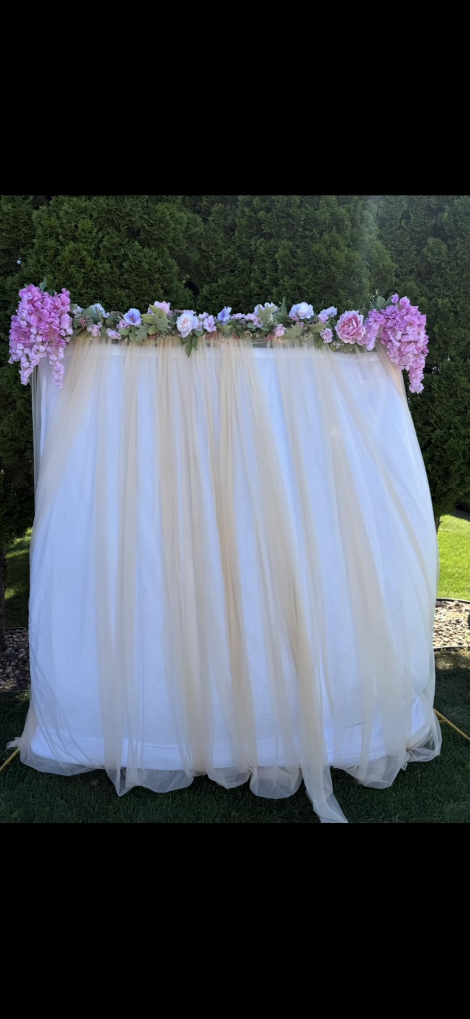 10x10ft White Tulle Backdrop Curtain with Lights String for Parties, Sheer Curtain Backdrop Drapes for Wedding Baby Shower Bridal Shower Birthday Party Photography Background Decoration customer photo 2