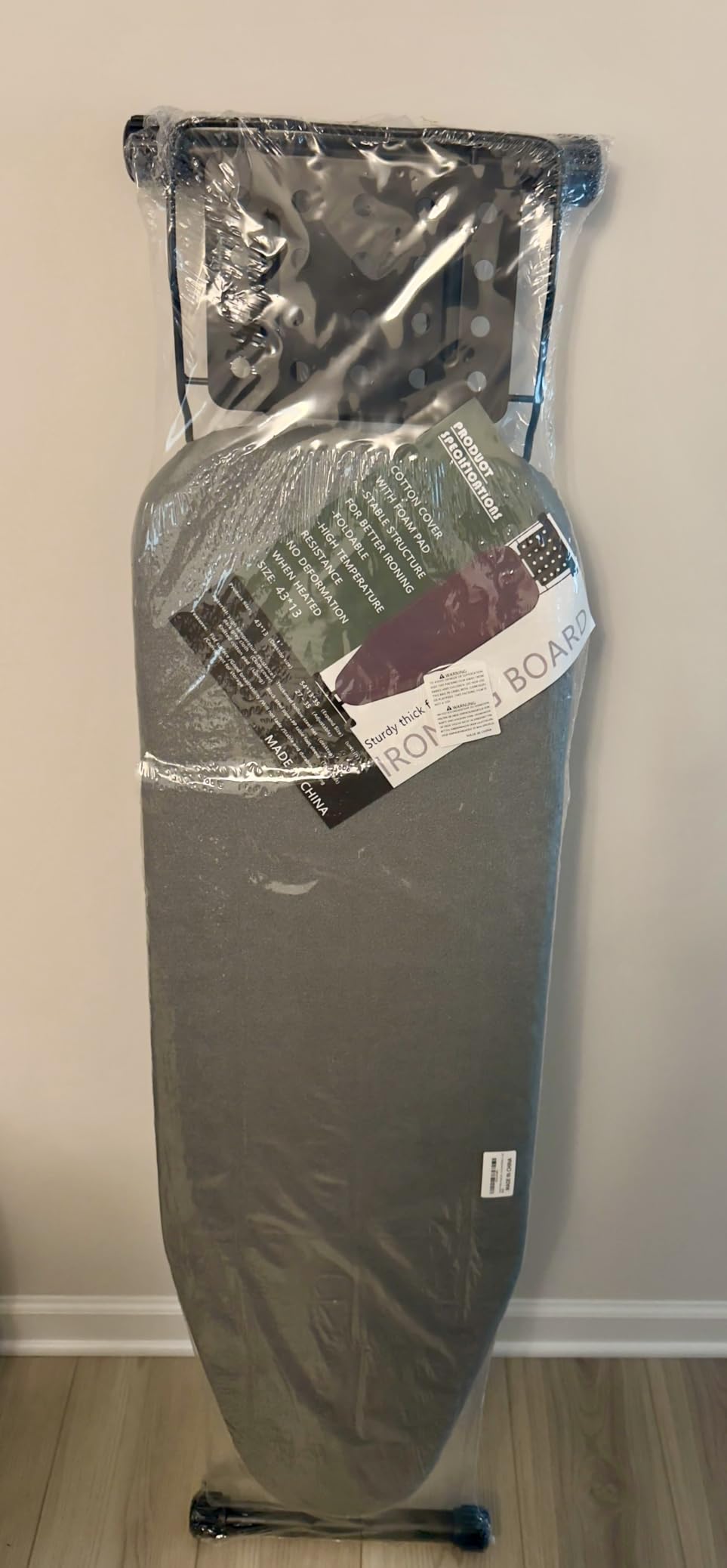 Jakeefud Deluxe Ironing Board with Heat Resistant Cover and Thicken Felt Pad, Heavy Sturdy Legs, Full Size Hanger Iron Board, Foldable (L-Grey) customer photo 1