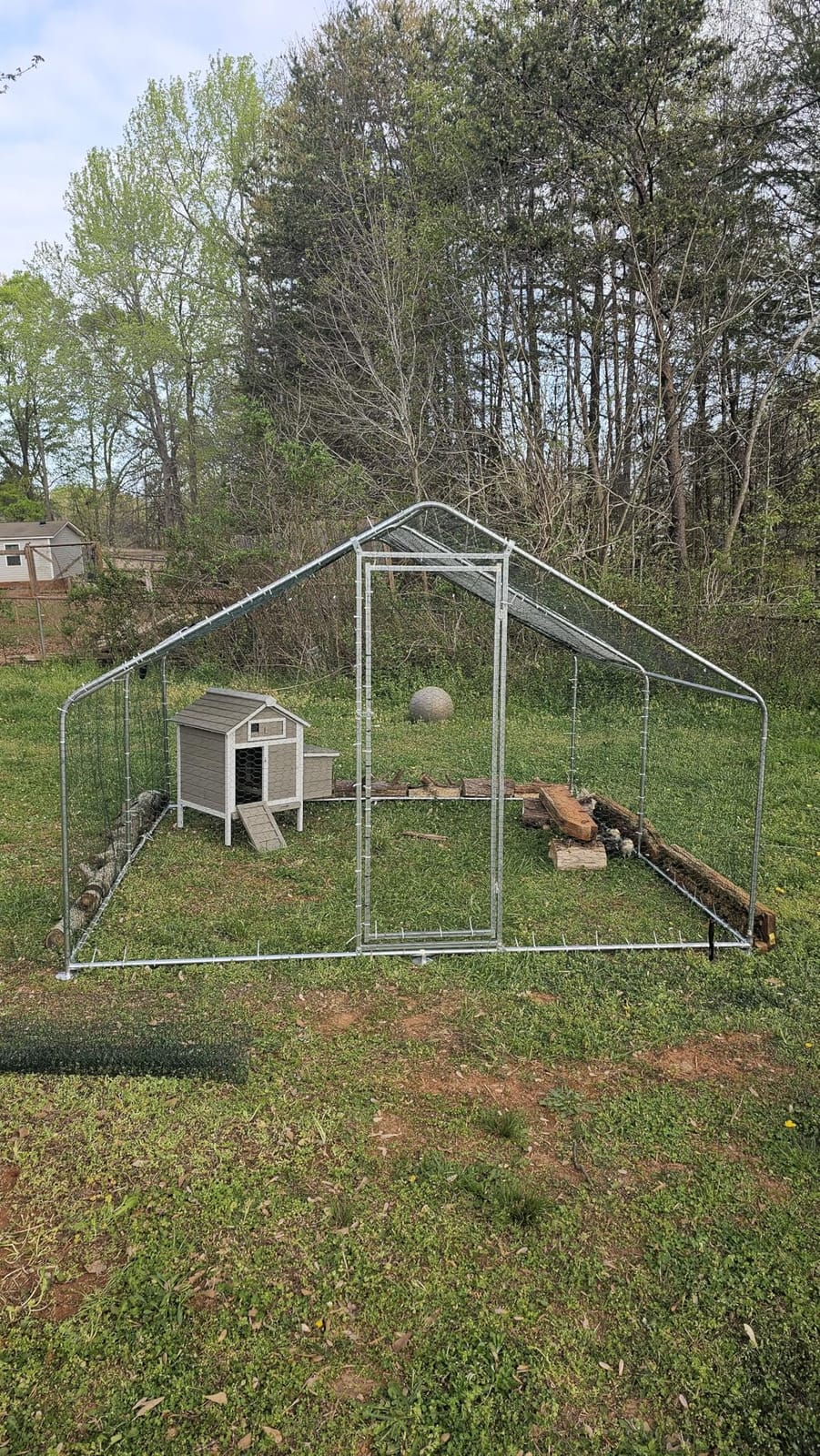 Walk-in Chicken Coop 10x10 ft, Metal Poultry Cage for 10-15 Chickens, Steel | 100 Sq.Ft, Waterproof & UV-Resistant Cover, Predator-Deterrent Mesh, for Ducks Rabbits, Heavy Duty Outdoor Use customer photo 1