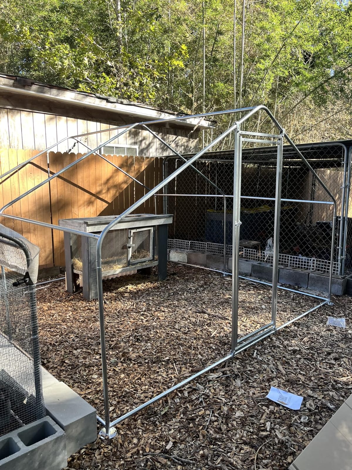 Walk-in Chicken Coop 10x10 ft, Metal Poultry Cage for 10-15 Chickens, Steel | 100 Sq.Ft, Waterproof & UV-Resistant Cover, Predator-Deterrent Mesh, for Ducks Rabbits, Heavy Duty Outdoor Use customer photo 2