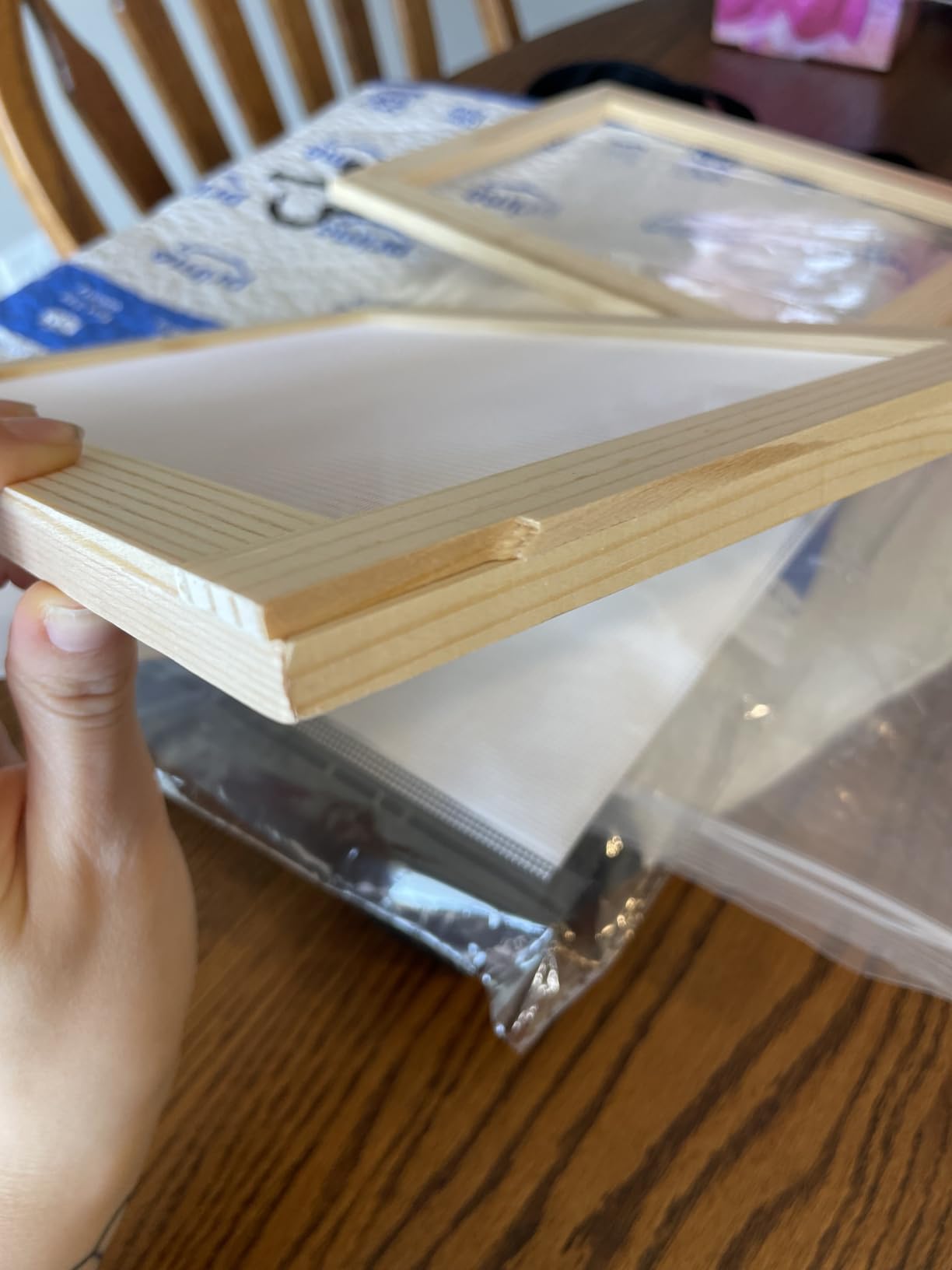 Worown Paper Making Screen Kit, 4 Sizes (A4, A5, A6, A7) Wooden Mould and Deckle with Mesh Set, Papermaking Frame Kit, DIY Handmade Craft Supplies for Paper Making customer photo 2