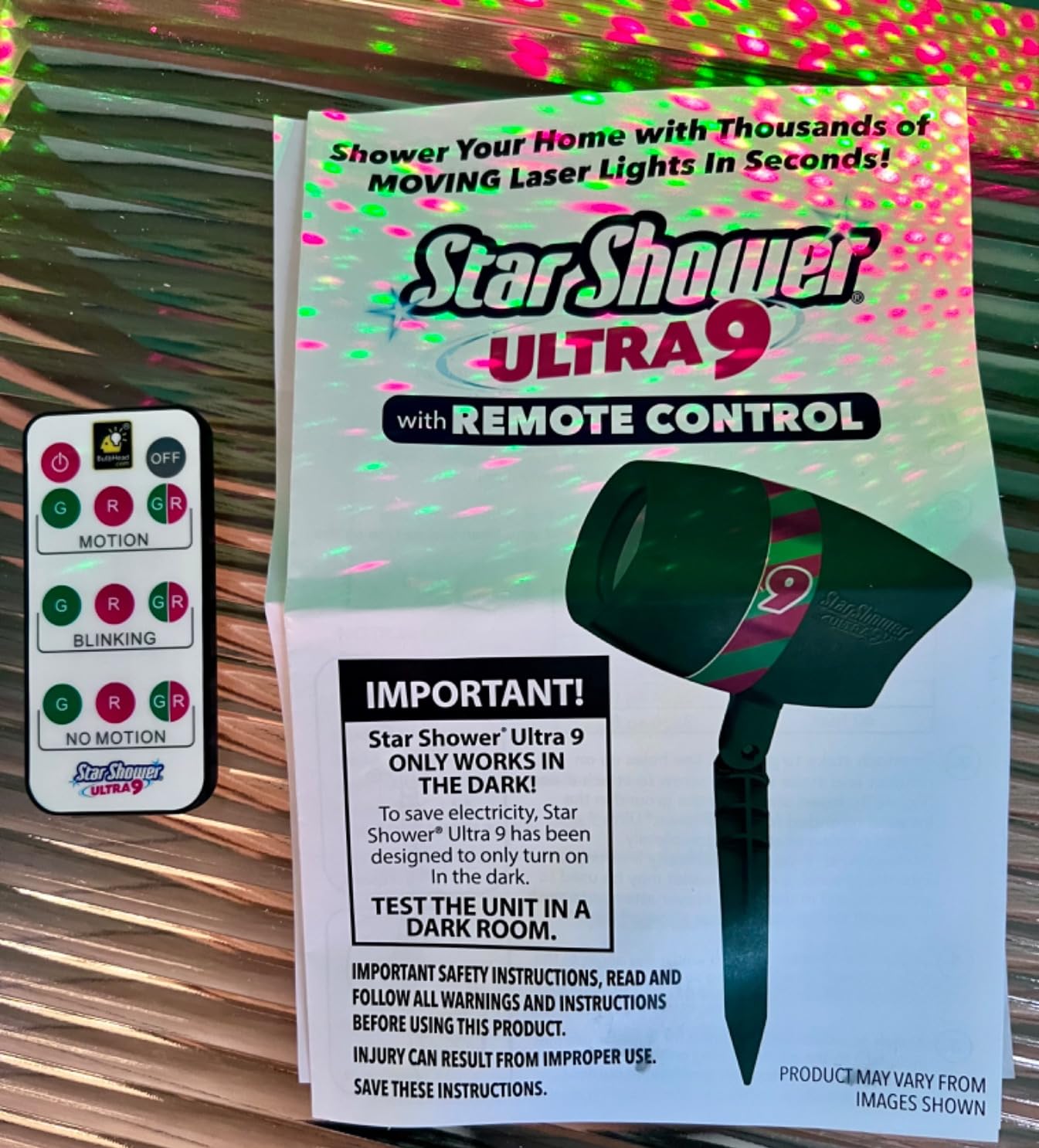 Star Shower Ultra 9 Outdoor Laser Light Show with Remote, AS SEEN ON TV, New 9 Unique Patterns, Showers Home w/Thousands of Lights, 3 Color Combinations, Motion or Still, Up to 3200 Sq Ft customer photo 2