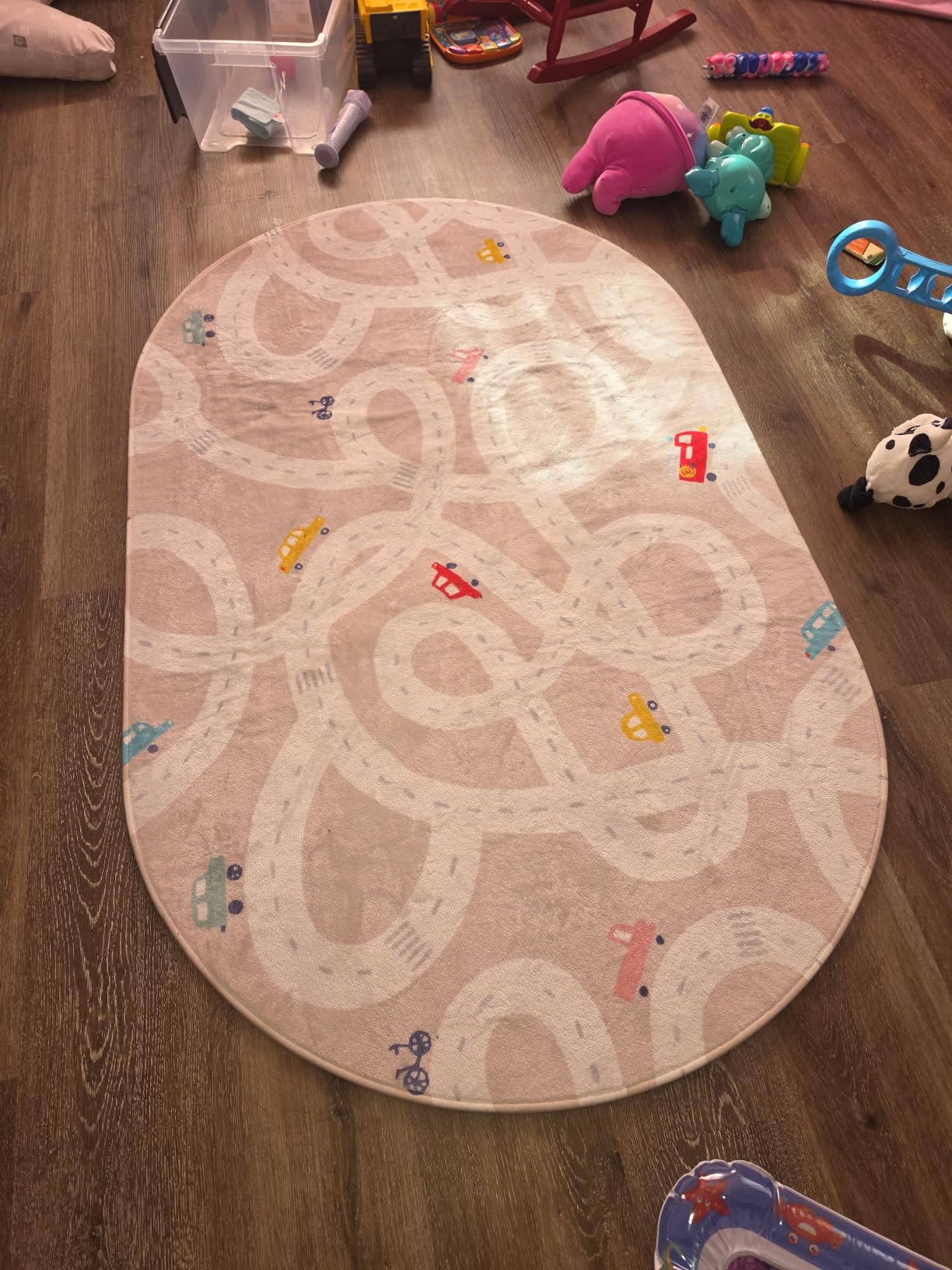 STARUIA Large Kids Rug for Playroom, 4x6 Washable Road Car Rug for Kids Room | City Road Car Carpet for Boys Room, Tan Traffic Classroom Rugs Soft Baby Play Mat for Bedroom Dorm Playroom Nursery Tent customer photo 1