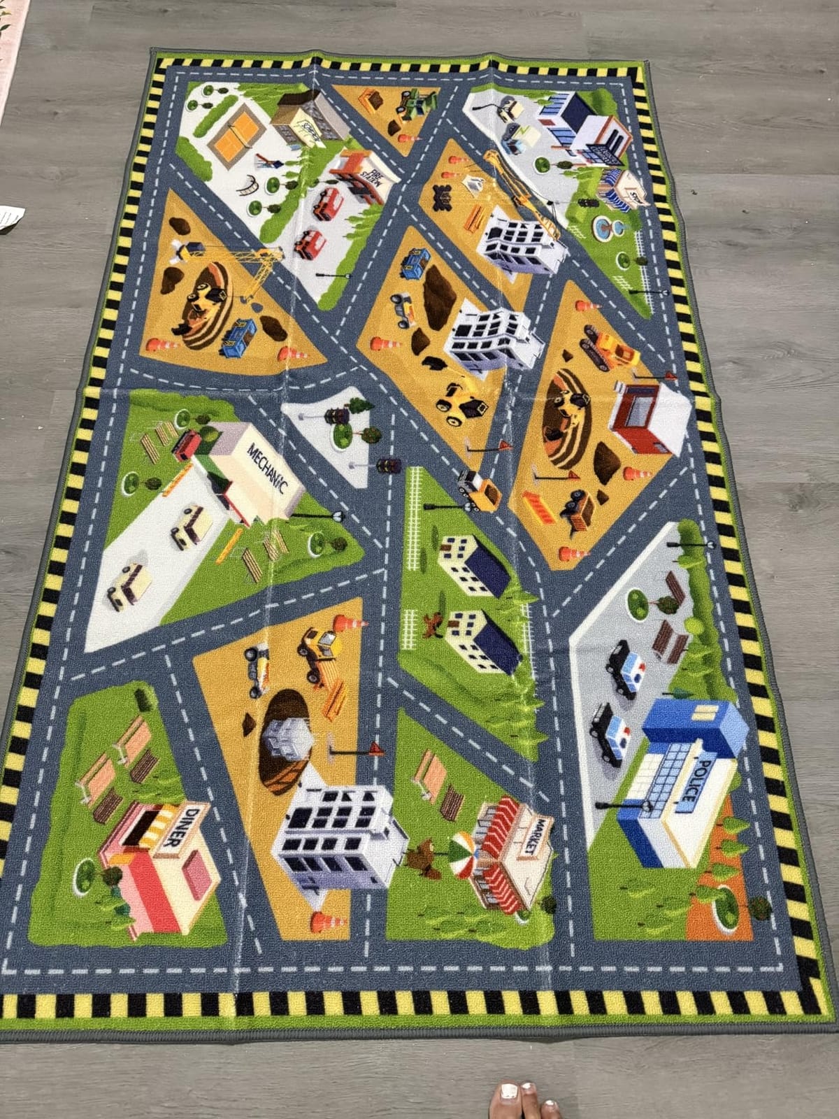 STARUIA Large Kids Rug for Playroom, 4x6 Washable Road Car Rug for Kids Room | City Road Car Carpet for Boys Room, Tan Traffic Classroom Rugs Soft Baby Play Mat for Bedroom Dorm Playroom Nursery Tent customer photo 2