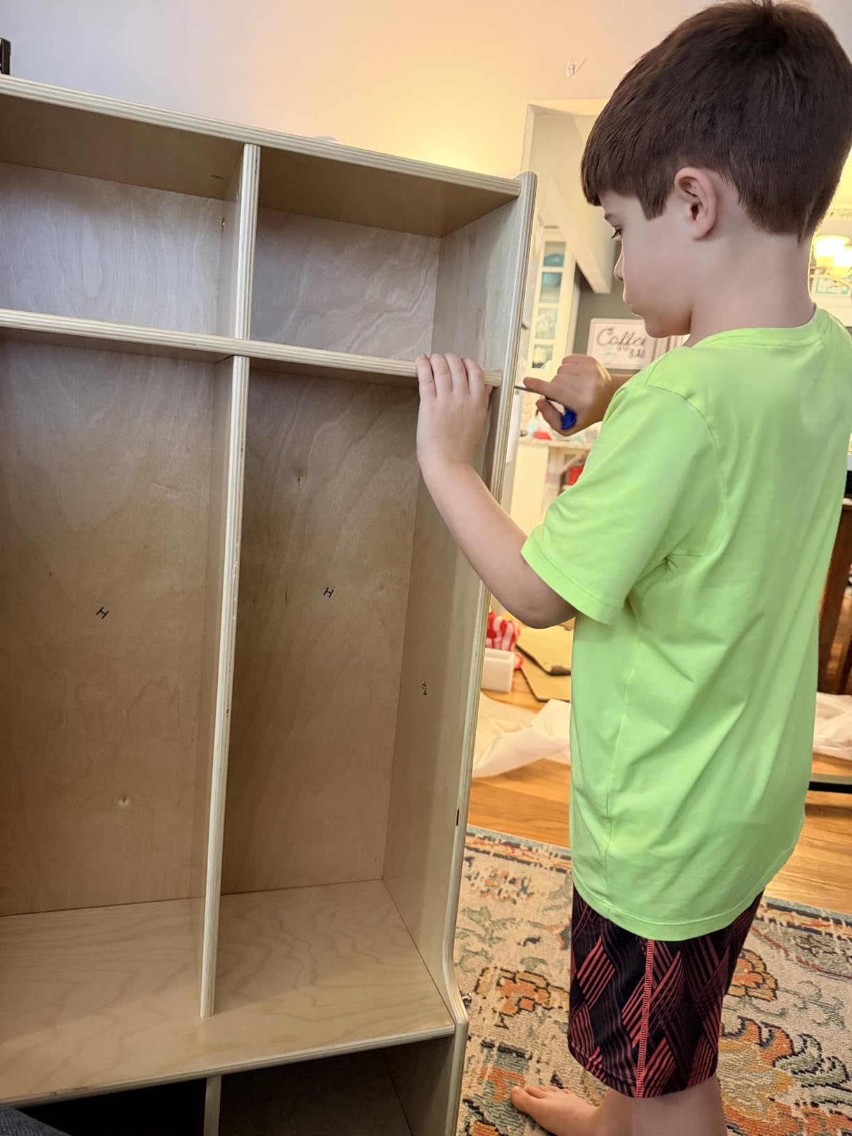 ECR4Kids 2-Section Coat Locker with Bench and Cubby Storage, Classroom Furniture, White Wash customer photo 2