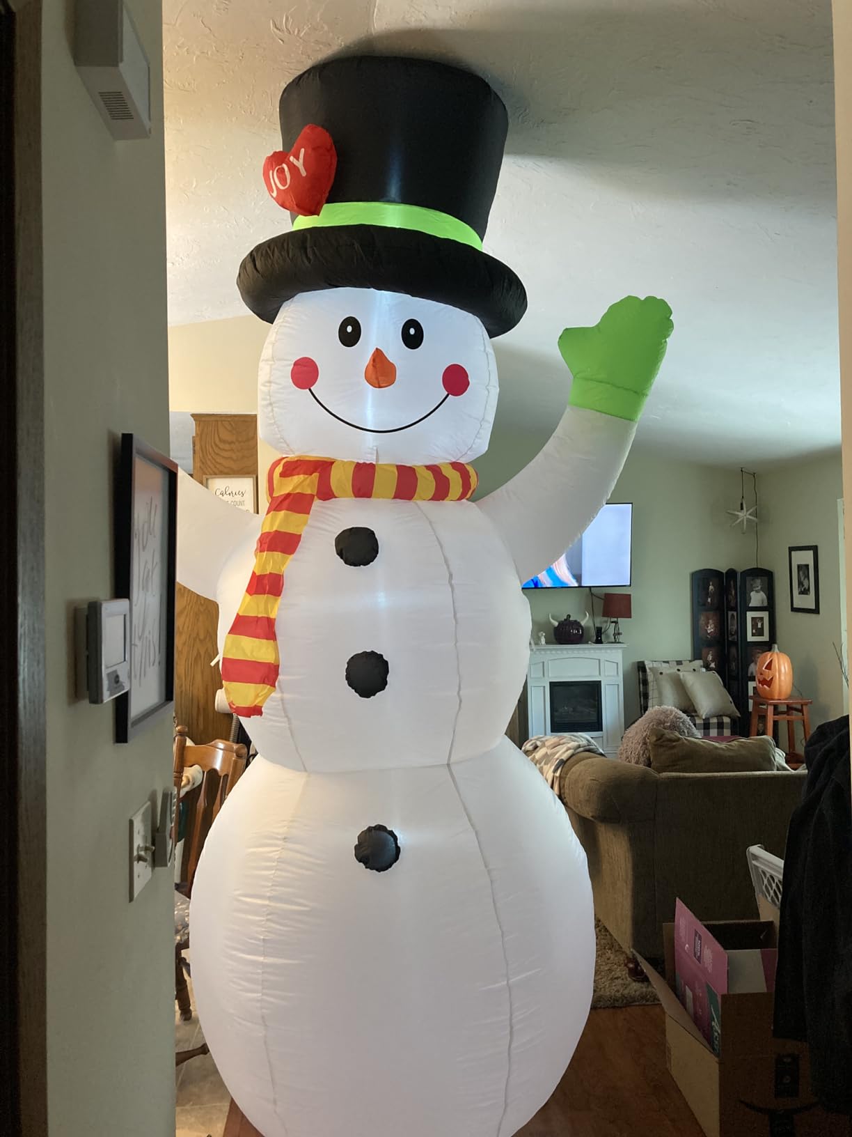 10 FT Christmas Inflatables Snowman Outdoor Yard Decorations, Giant Blow Up Snowman, Built-in Bright LED Lights, Huge Xmas Blowups Snow Man Outside Holiday Decor for Garden Patio Porch Lawn Home Party customer photo 2