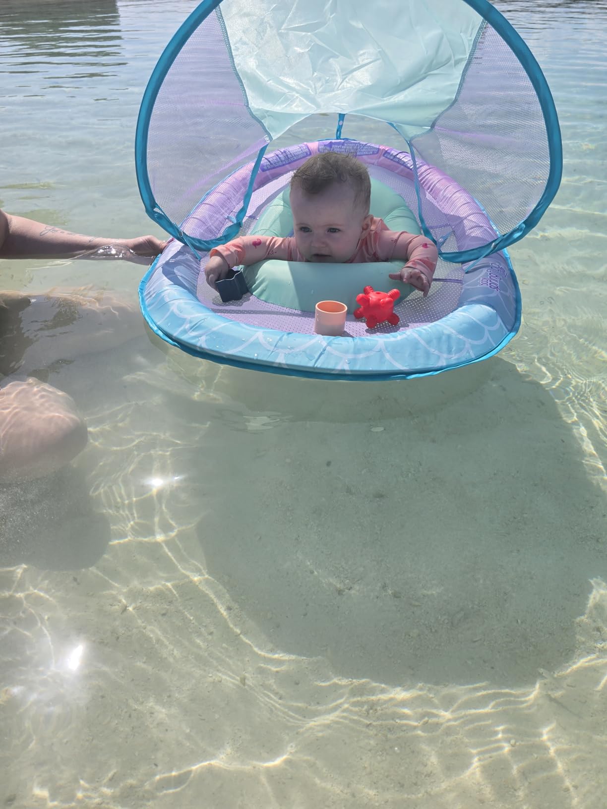 SwimWays Baby Spring Float, Baby Pool Float with Canopy, Swim Training PFD, Swimming Pool Accessories for Babies and Toddlers 9-24 Months, Mermaid customer photo 2