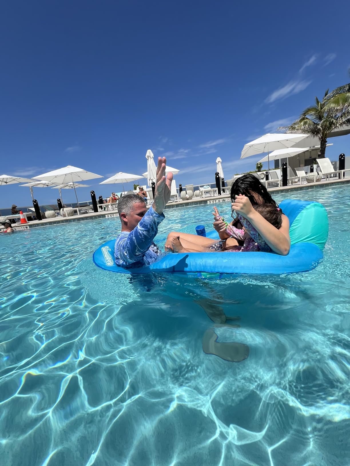 SwimWays Spring Float Recliner, Fast-Inflating Adult Pool Lounger; Ages 15+ | Patented Fast Inflation for Immediate Use During Travel, Fits Most Adults and Teens, Teens & Adults Can Lounge Comfortably customer photo 2