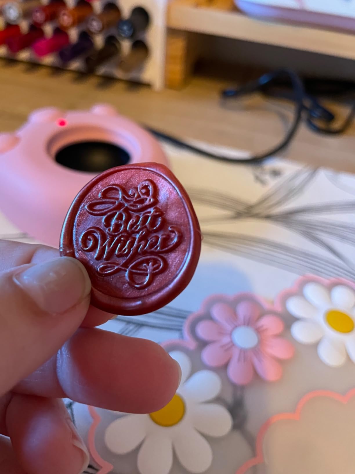 MONVICT 732 Pcs Wax Seal Stamp Kit Electric Wax Seal Warmer, 24 Colors | Sealing Beads, Stamp, Spoon, Pens, Envelopes, Tweezers Gift for Crafter DIY, Pink Gift Box customer photo 2