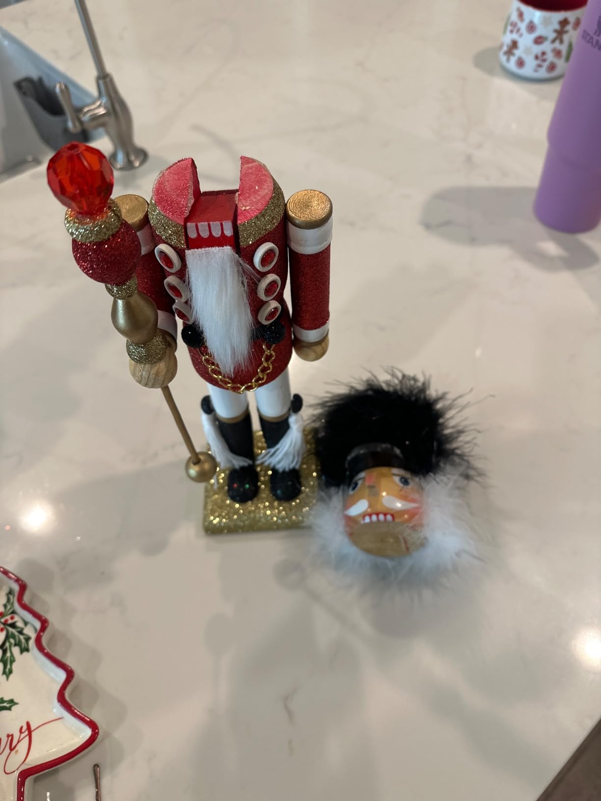 Soaoo 2 Pcs Christmas Nutcracker Ornament 14'' Wooden Nutcracker Figures Traditional Nutcrackers Soldier Christmas Decor with Gingerbread Man for Desktop Table Collectible Decoration (Formal) customer photo 2