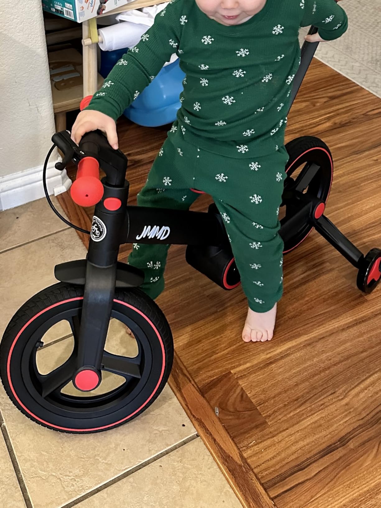 JMMD 6 in 1 Toddler Bike with Push Handle for Kids 18-60 Months, 12
