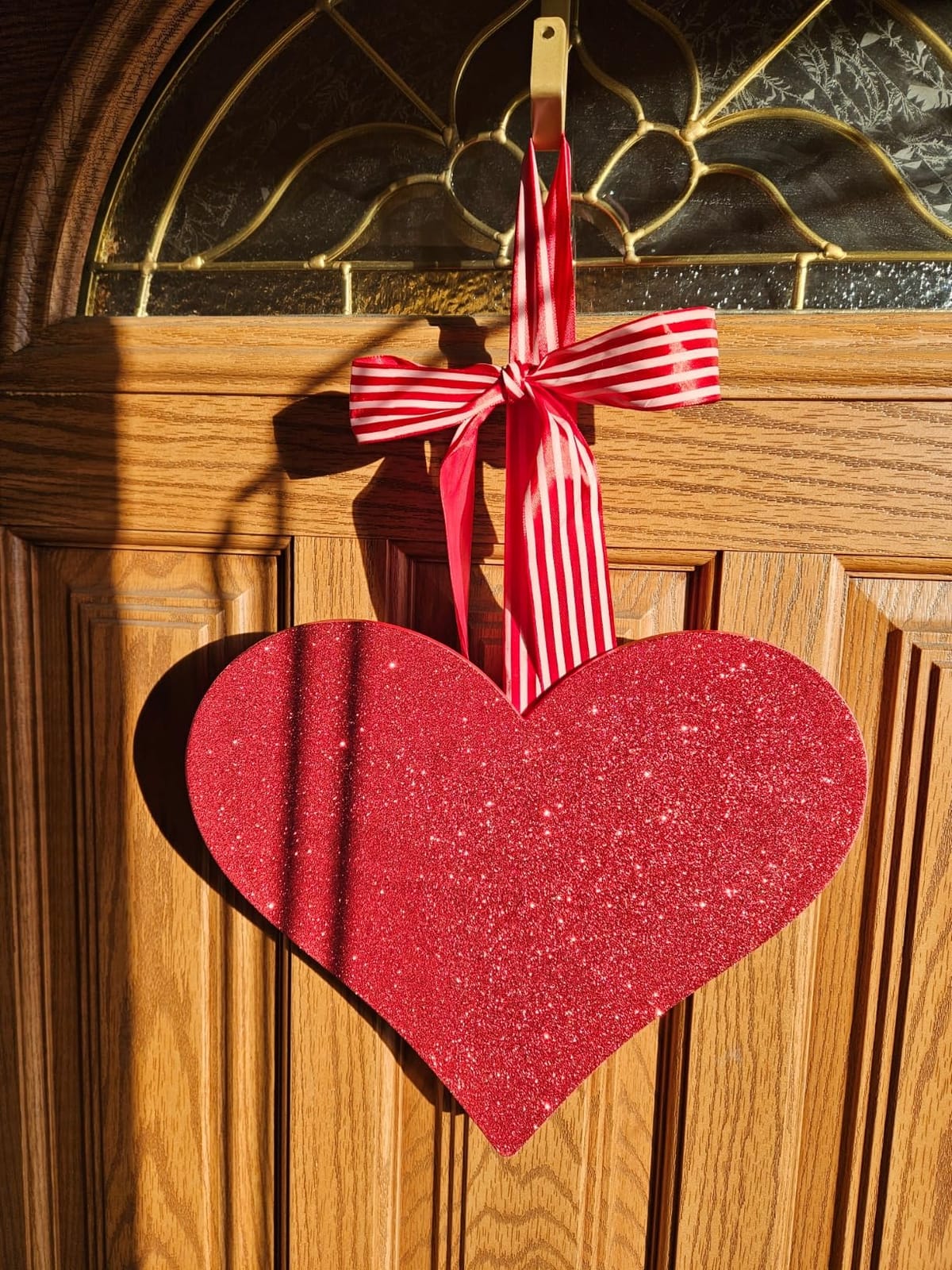 Glittery Heart Wooden Hanging Sign for Valentines Decorations | AKEROCK Red Hanging Heart for Home, Wall, Door Hanger Decor customer photo 1