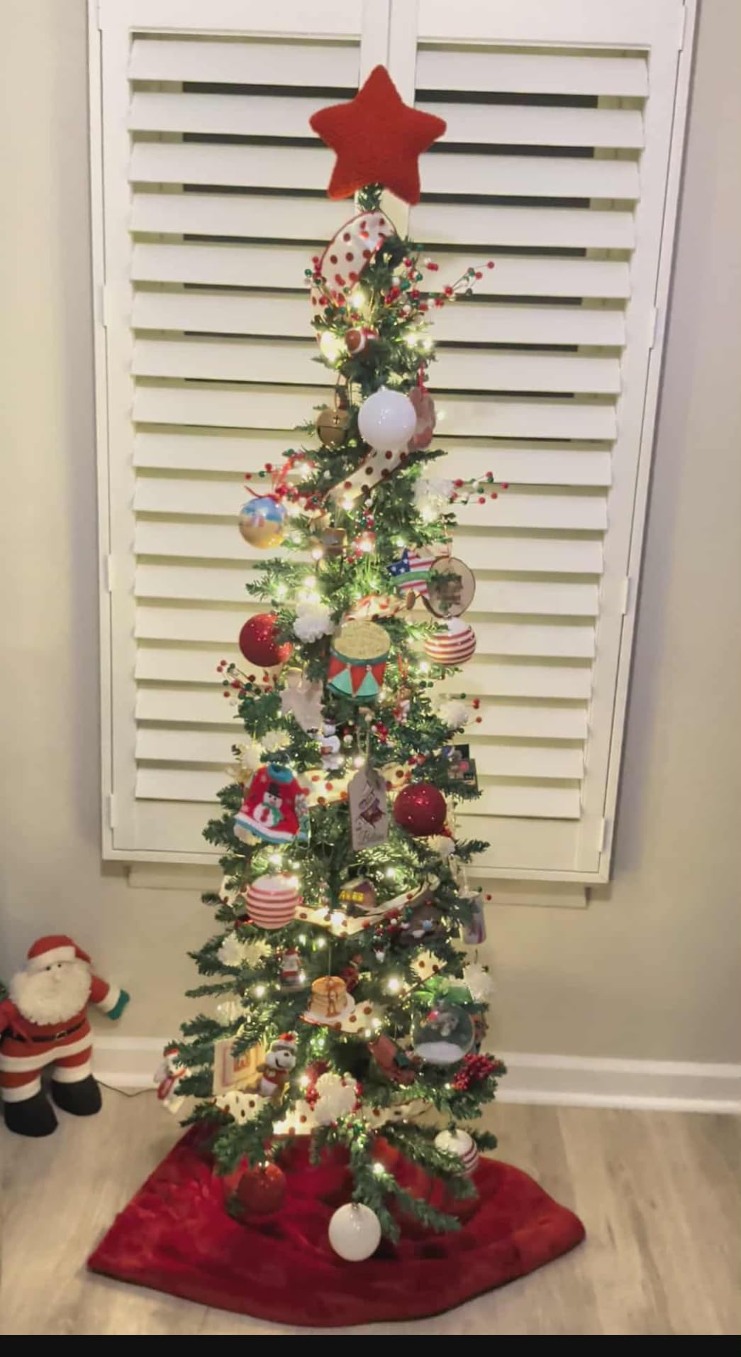 HOMCOM Noble Fir Artificial Pencil Christmas Tree Prelit 6ft Green | Slim, 200 Warm White LED Lights, 390 Tips customer photo 1