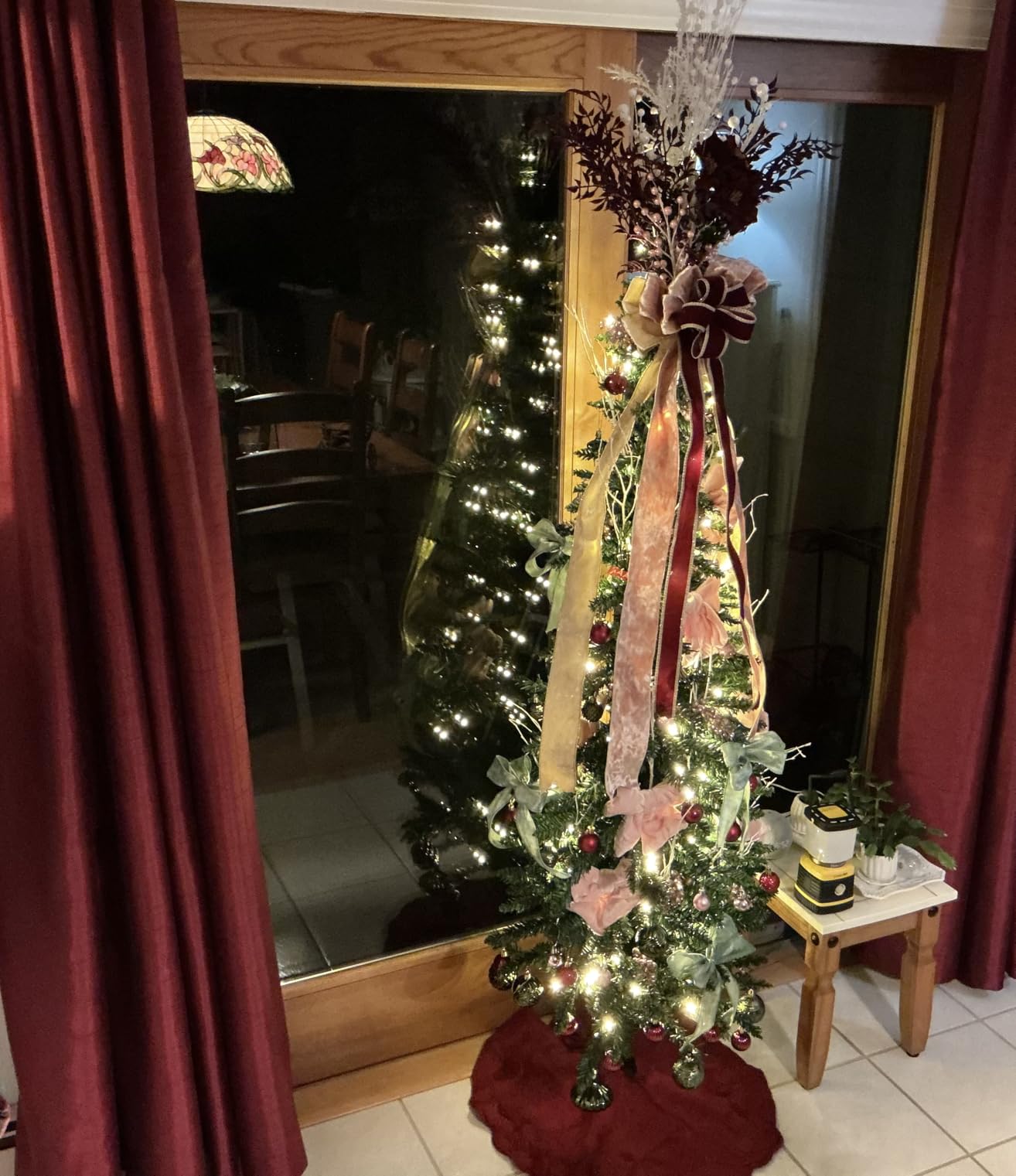 HOMCOM Noble Fir Artificial Pencil Christmas Tree Prelit 6ft Green | Slim, 200 Warm White LED Lights, 390 Tips customer photo 2
