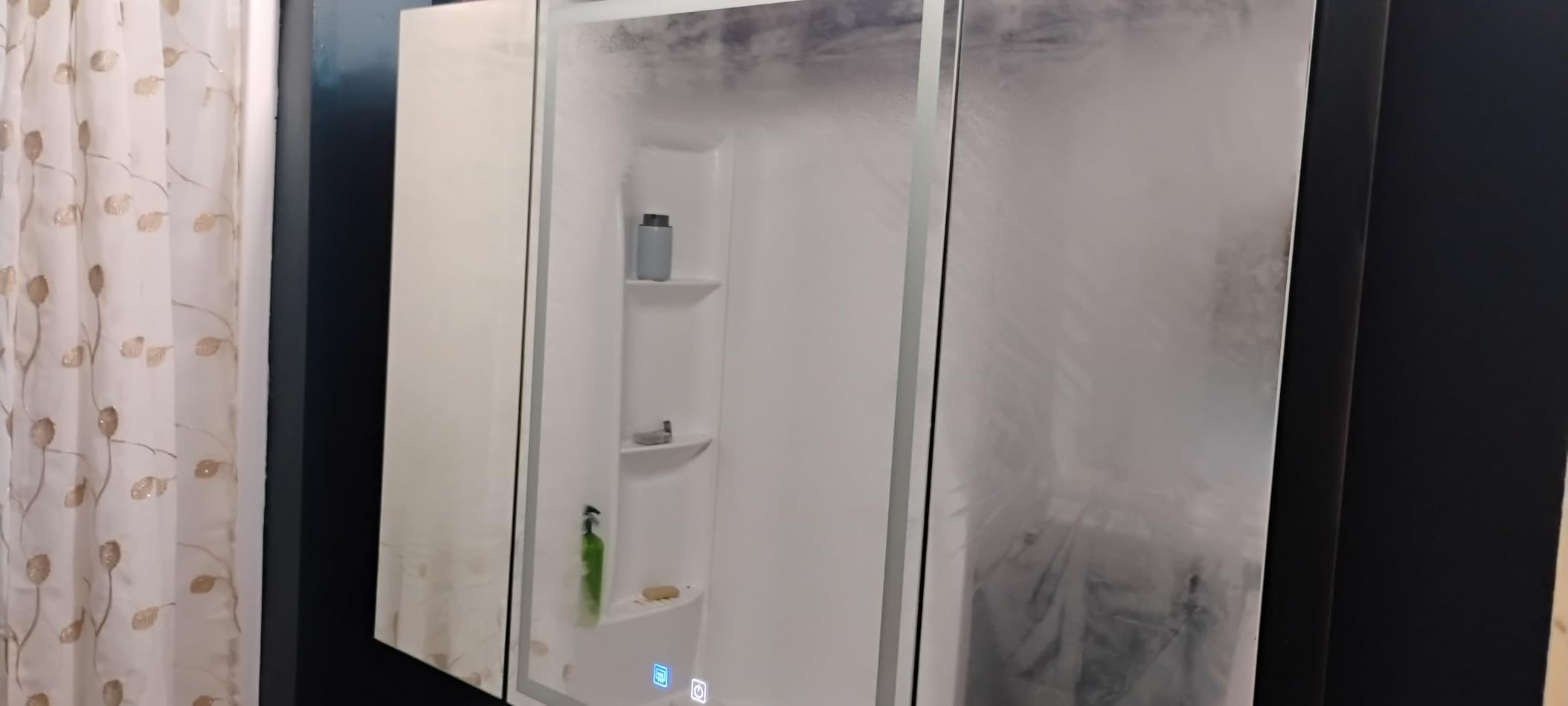 GANPE LED Lighted Bathroom Medicine Mirror Cabinet with Sockets & USBs, Anti-Fog Dimmable Light and Color Adjustment, Easy to Install Aluminum Cabinet (20 * 28 Left Hinge) customer photo 2