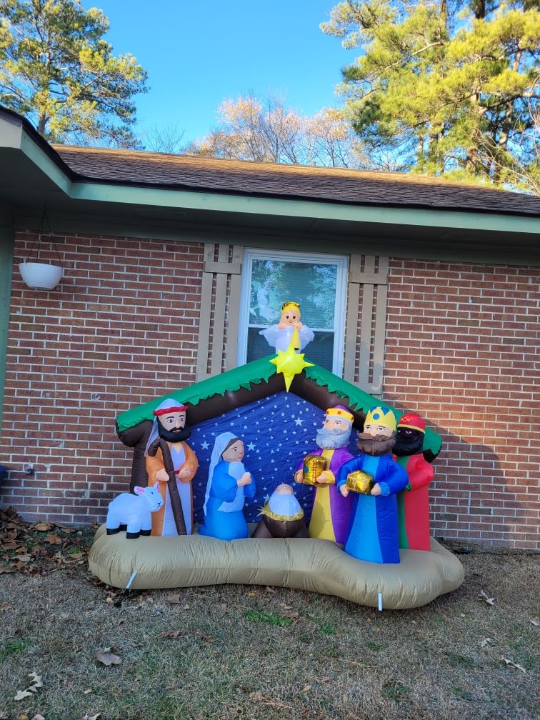 8 FT Christmas Inflatables Nativity Scene Outdoor Decorations, Christmas Blow Up Yard Decorations Nativity Sets for Garden Lawn Xmas Decor customer photo 2