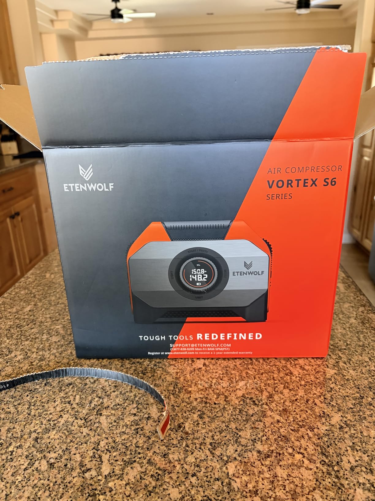 ETENWOLF VORTEX S6 Tire Inflator Portable Air Compressor, Cordless Air Pump | with 19200mAh for Heavy-duty Vehicle, Car & Inflatables-100% Duty Cycle & Dual Cylinder-Bike Pump-LED Backlight, Vivd Orange customer photo 1