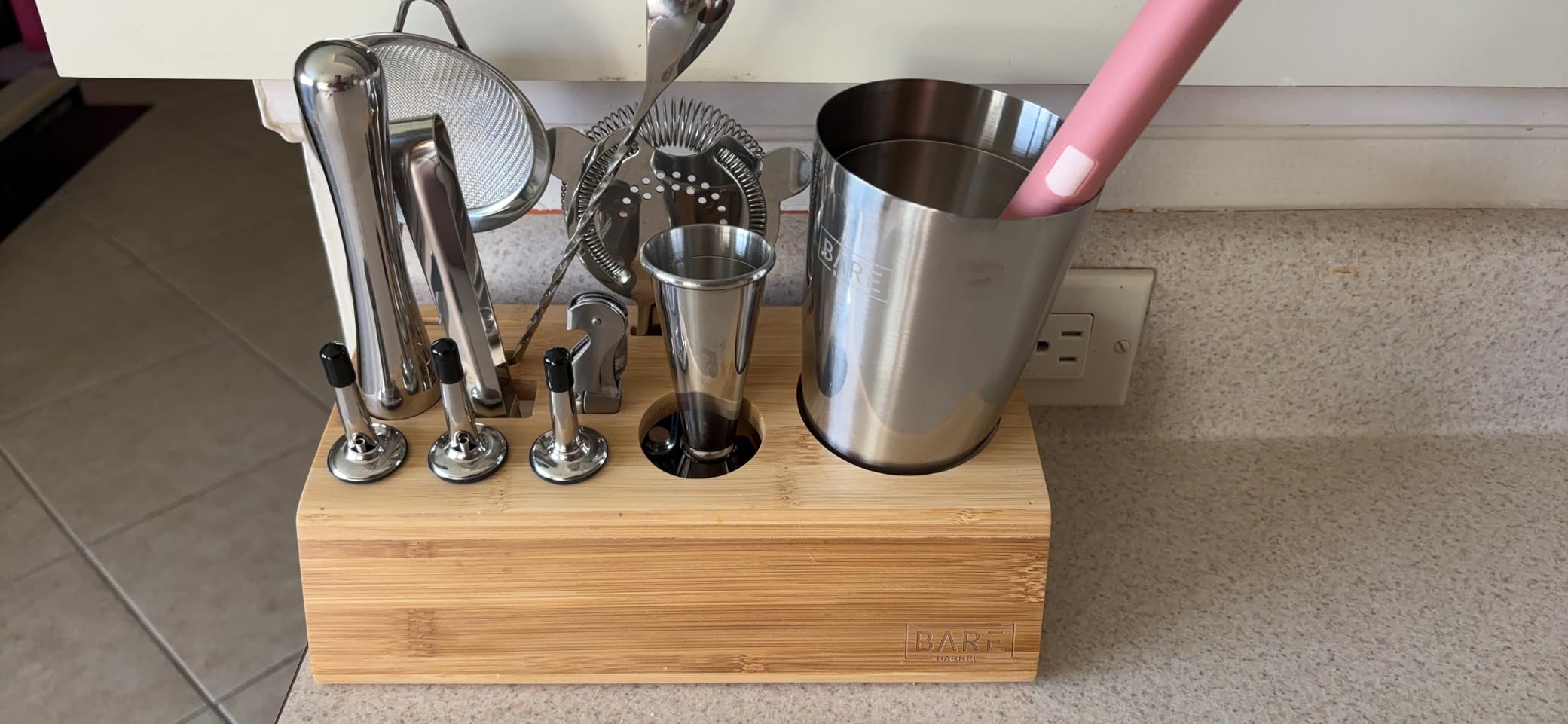 BARE BARREL Mixology Bartender Kit Bar Set | 14-Piece Cocktail Shaker Set | Martini Barware Mixing Tools for Home Bartending | Incl. 35 Recipe Cards | Gift Set (28oz Boston Shaker, Silver/Black) customer photo 2