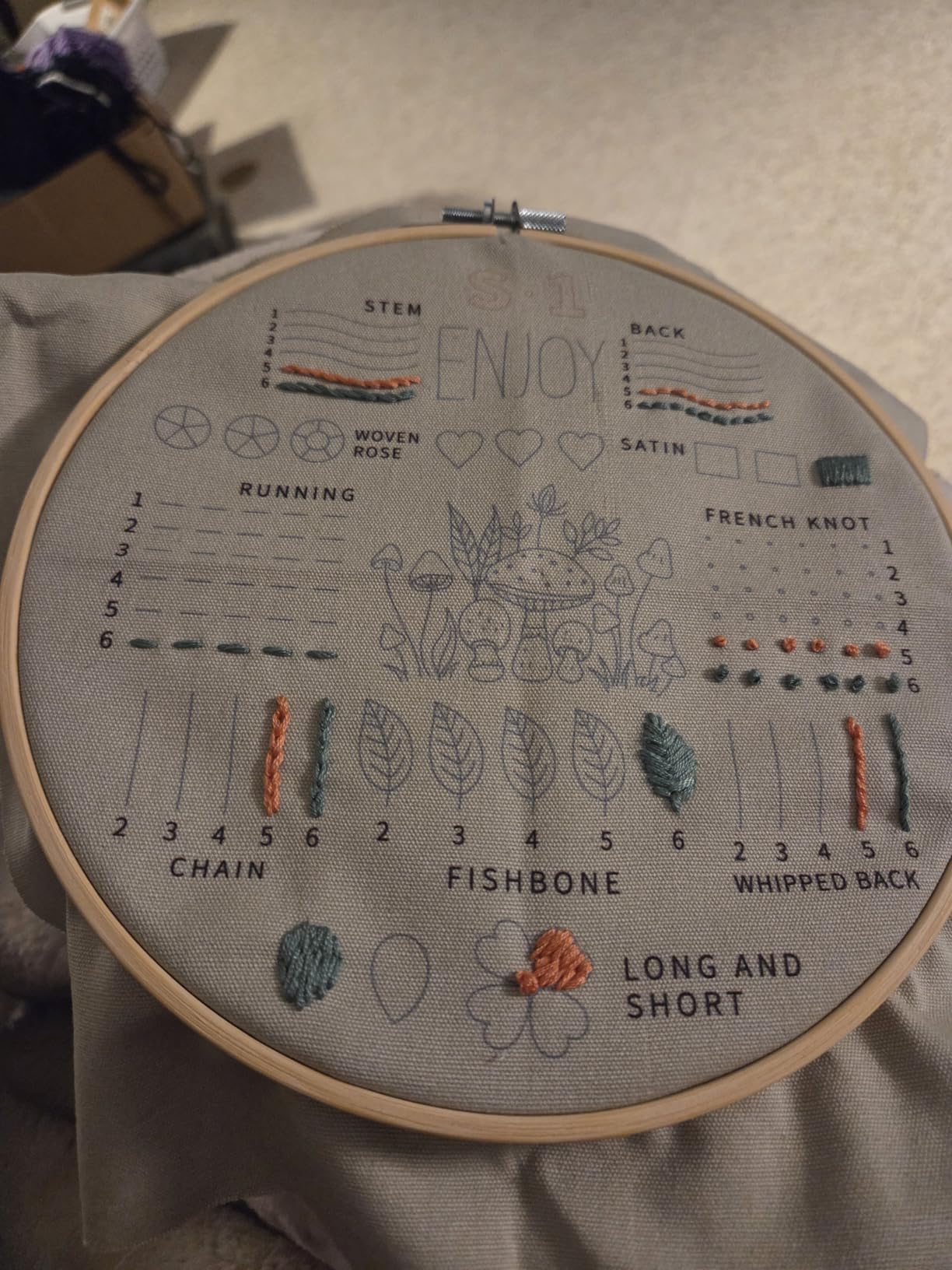 ETSPIL Embroidery Kit for Beginners, 11 Stitches, Easy to Follow, 4K Video | Pre-Printed Fabric, No-Wash. Bound Manual, Step-by-Step. 16 Needles, 14 Colors, 20% Extra. All in One Box. Quiet Time at Home customer photo 2