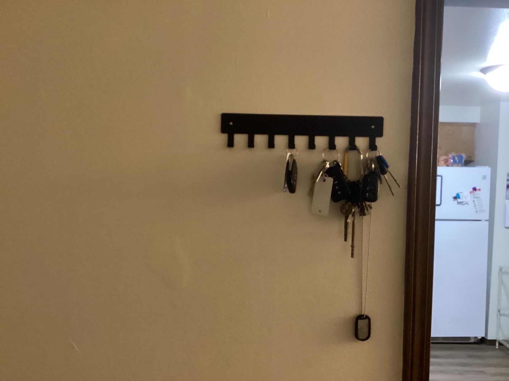 pickpiff Key Holder Wall Mount, Adhesive Key Rack with 8 Hooks Hanger for Car Key Ring, Metal Key Chain Organizer, Black 1 Pack customer photo 1