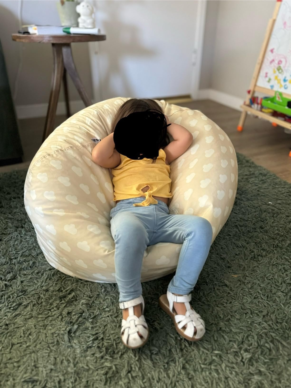 Big Joe Classic Bean Bag Chair for Kids Bedroom and Reading Nook, Easy-Clean Navy, Durable Nylon Polyester Blend, 2 feet Refillable customer photo 2