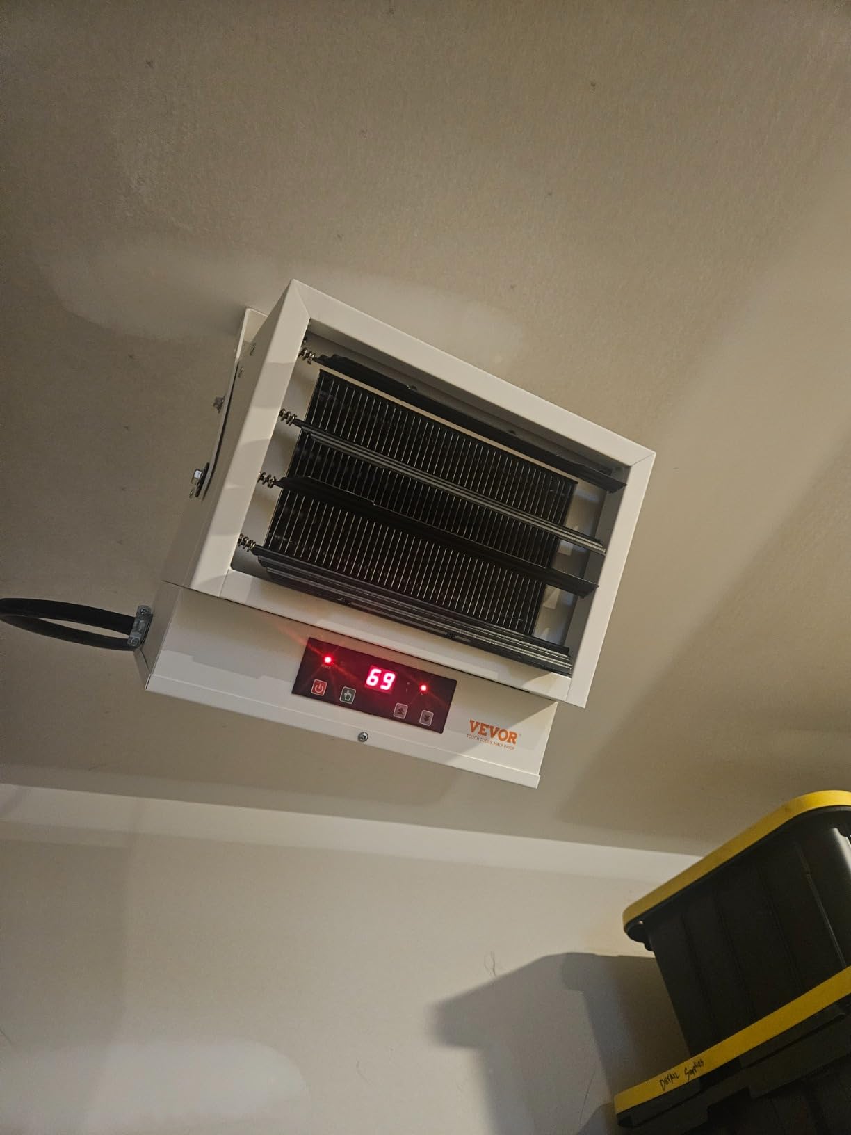 VEVOR Electric Garage Heater, 5000 Watt Digital Fan Forced Wall Ceiling Mount Shop Heater, Remote Control, Overheat Protection, Hardwired Heater with 9 Hour Timer, ETL Listed customer photo 1