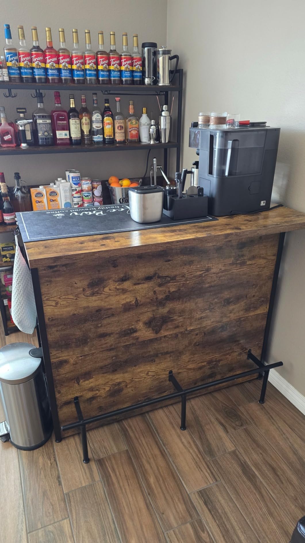 Giantex Home Bar Unit, 4 Tier Liquor Bar Table with Footrest, Wine Bottle Racks, Glass Holder, Industrial Corner Mini Coffee Bar Cabinet for Home Kitchen Pub customer photo 1