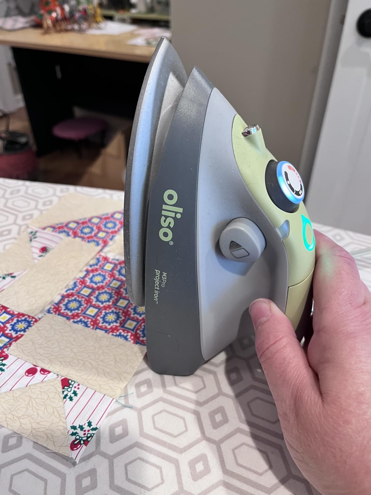 oliso M3Pro Project Mini Steam Iron - Sewing, Quilting, Travel - Coral | 1000W Ceramic Soleplate, LED Light, Craft and Travel Steam Iron, Auto-Off, Dual Voltage 120V/220V, Portable, Compact customer photo 2