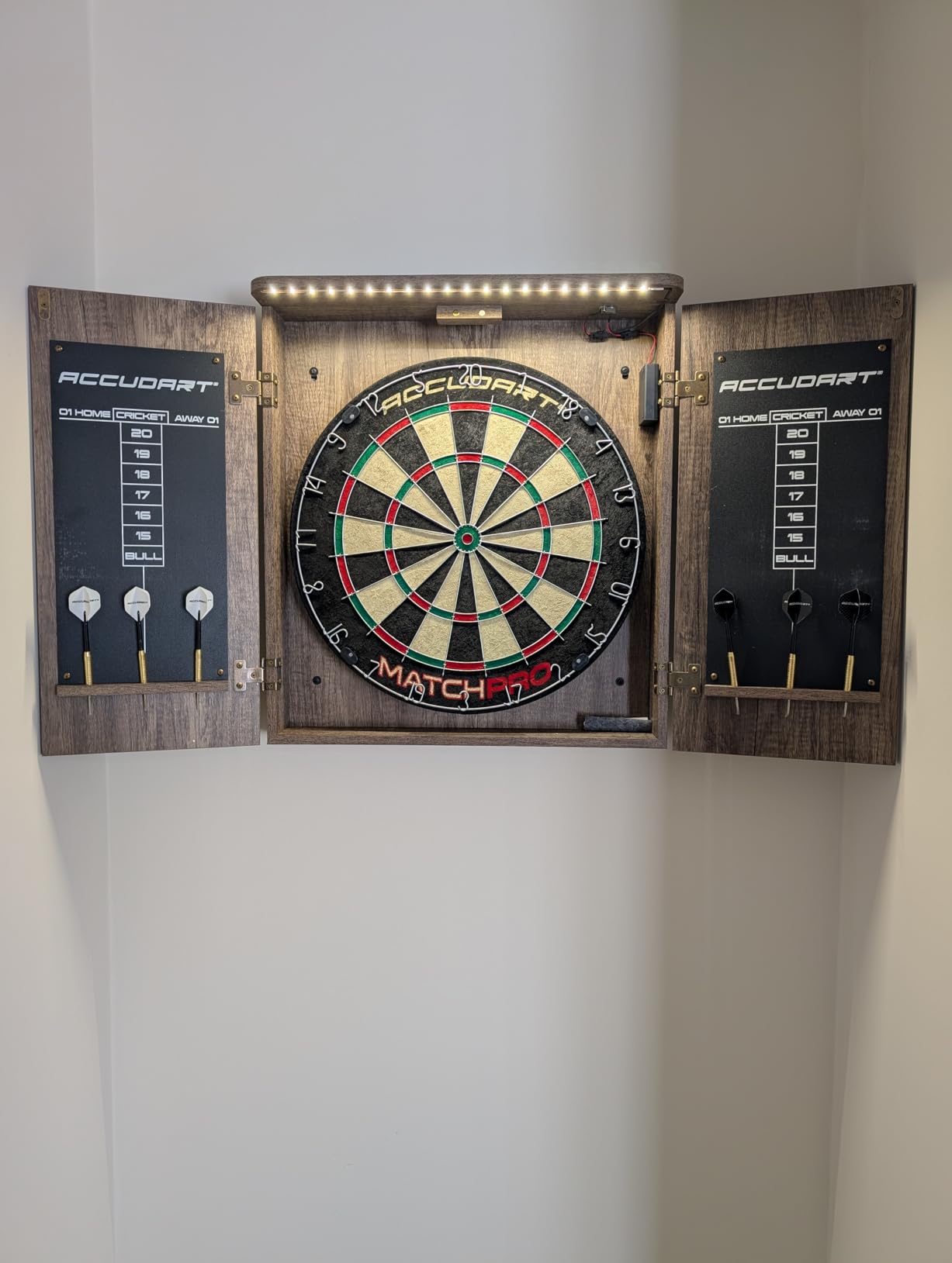 Accudart Match Pro Dartboard Cabinet Set - Official 18