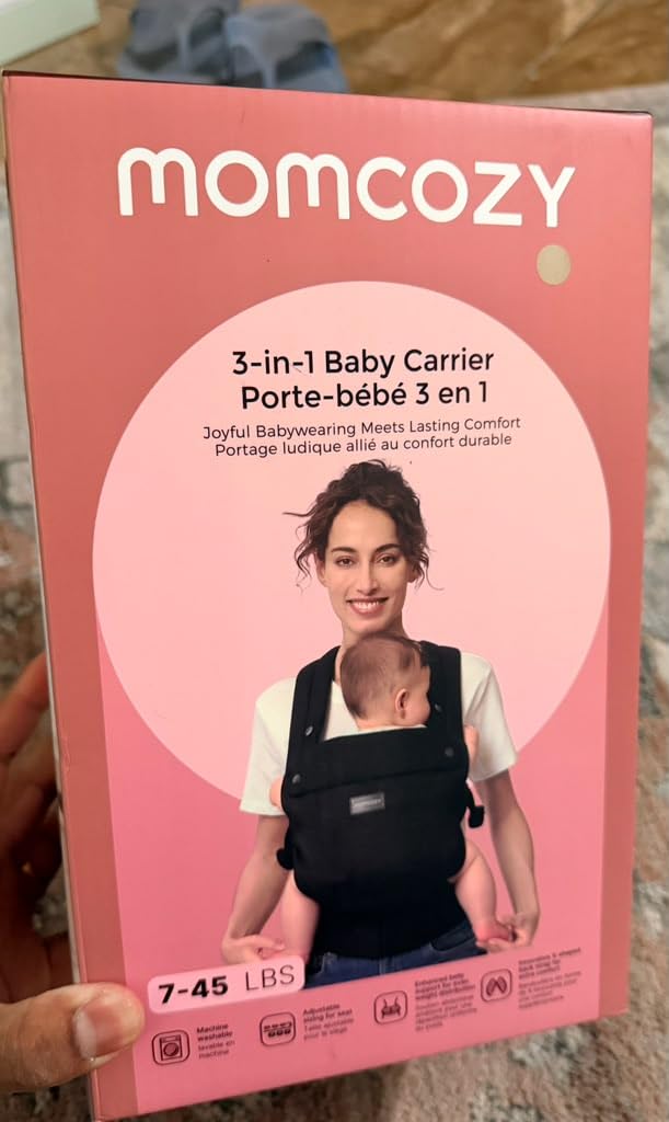 Momcozy PureHug Baby Carrier - Ergonomic, Cozy and Lightweight for 7-45 lbs | Easy to Put On, IHDI Hip-Healthy, 3D EVA Lumbar Support, X-Straps for Even Weight Distribution, 100% Cotton, Khaki customer photo 2