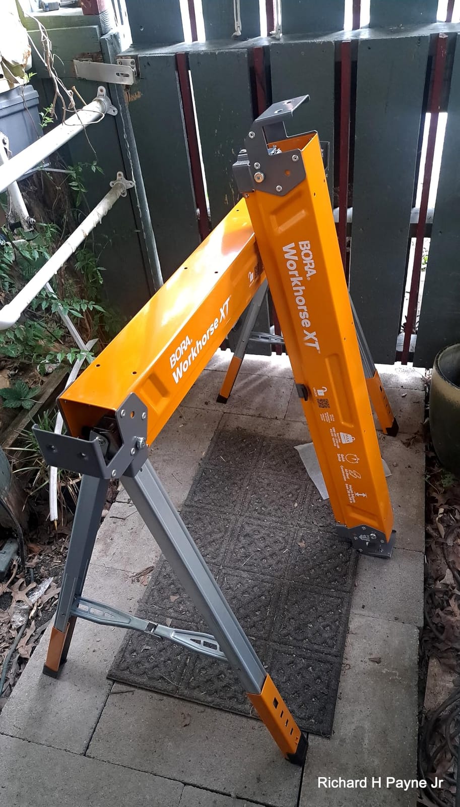 BORA Workhorse XT Saw Horses 2 Pack Adjustable Folding Heavy Duty Sawhorse | 2700-lb capacity, 2x4 Bracket, Adjustable height legs, Metal folding sawhorses, Portable workbench, compact storage customer photo 1