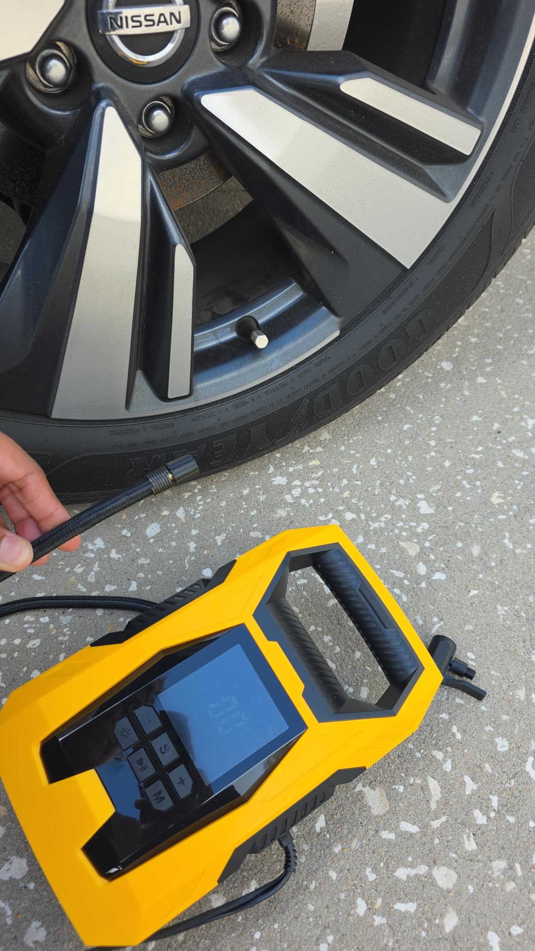 CARSUN AC/DC Tire Inflator Portable Air Compressor, Dual Power for Home 110V AC and Car 12V DC Air Pump with Pressure Gauge, Auto Shutoff, Tire Pump for Car Motorcycle Bicycle and Other Inflatables customer photo 2