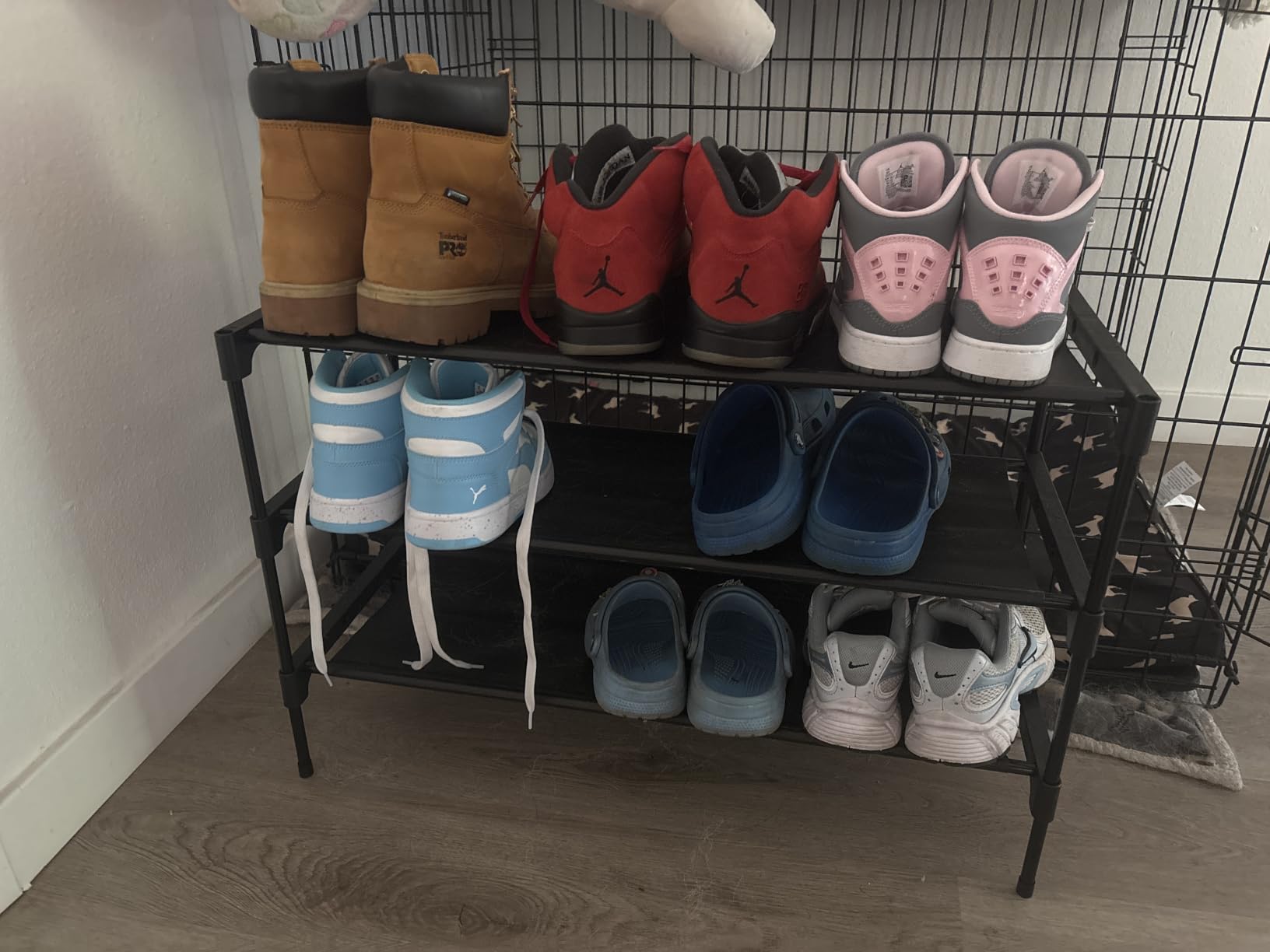 Kitsure Shoe Rack - Non-Woven Shoe Rack Shelf, Shoe Organizer for Closet, Entryway, Garage & Corridor, Stackable Shoe Shelves, 27.5