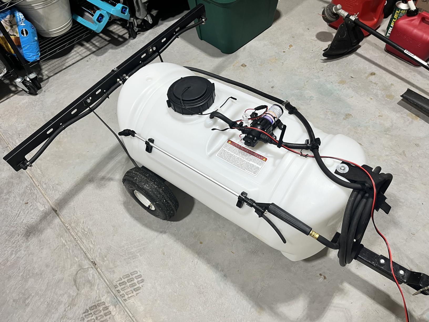 15 Gallon Pull-Behind Trailer Broadcast Sprayer - 1.1GPM, 7' Swath customer photo 2