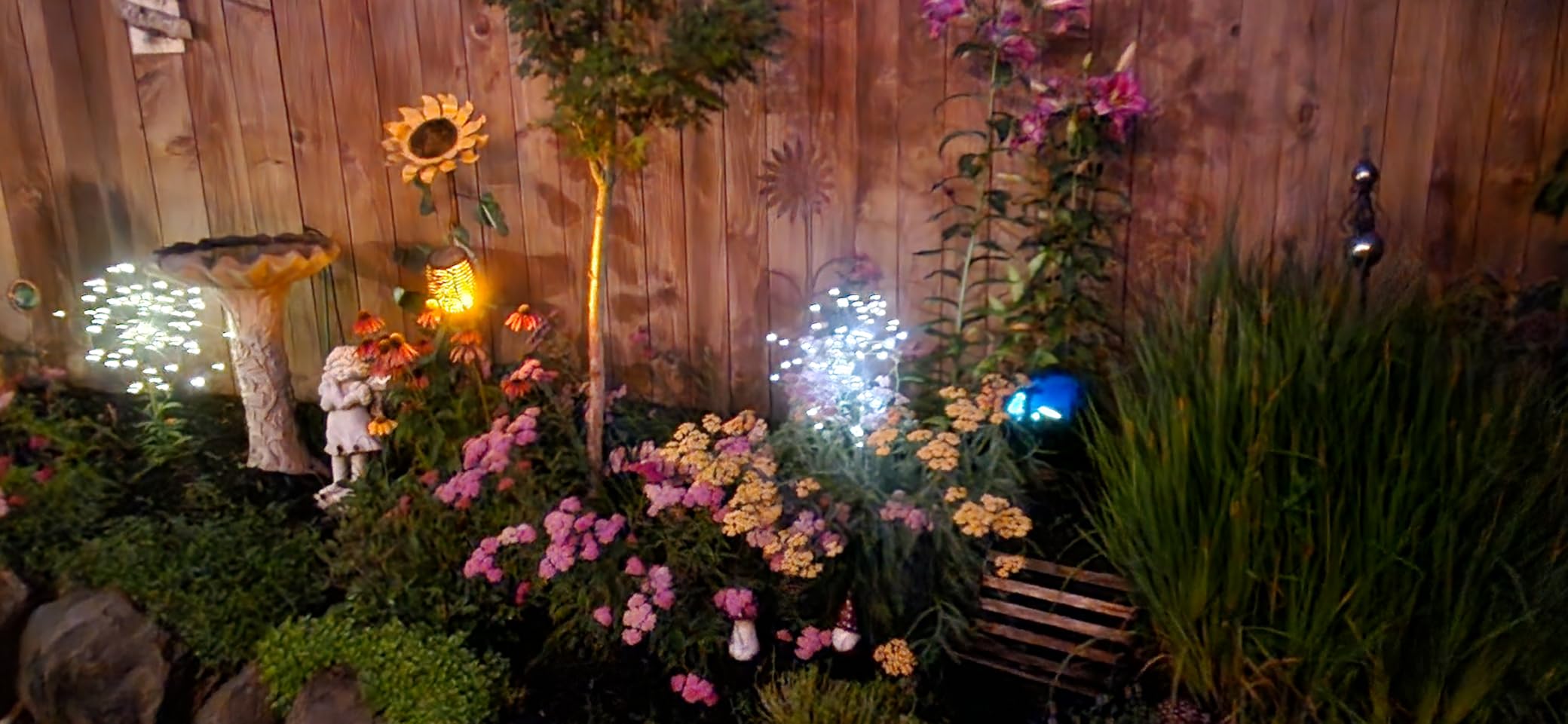 GIGALUMI Garden Decor Outdoor Lights 120LED 2Pack, Solar Garden Lights Outside Fairy Firework Decorative,Solar Powered for Yard Pathway Flowerbed Planter Balcony, Gifts for mom(Warm White) customer photo 1