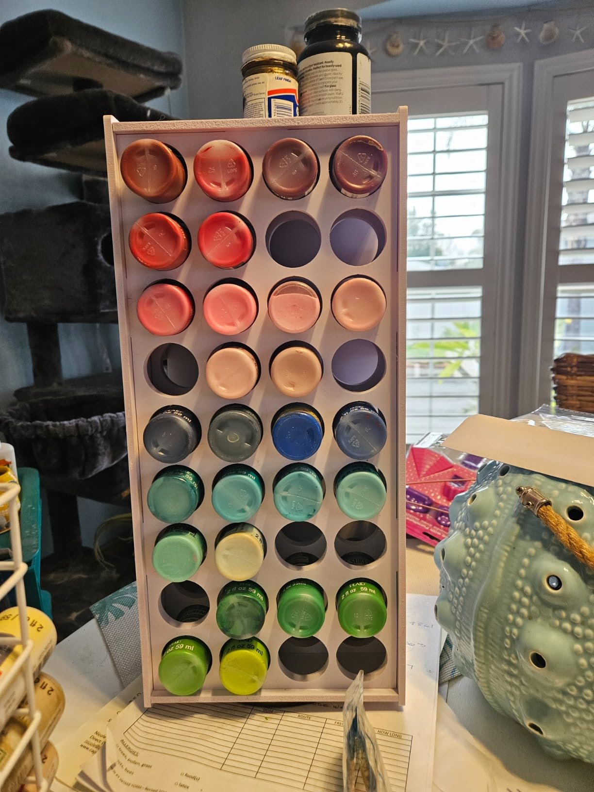 Craft Paint Storage Rack, 72 Holes Spinning Paint Storage Tower, 2oz Craft Paints Organizer Holder Stand customer photo 1