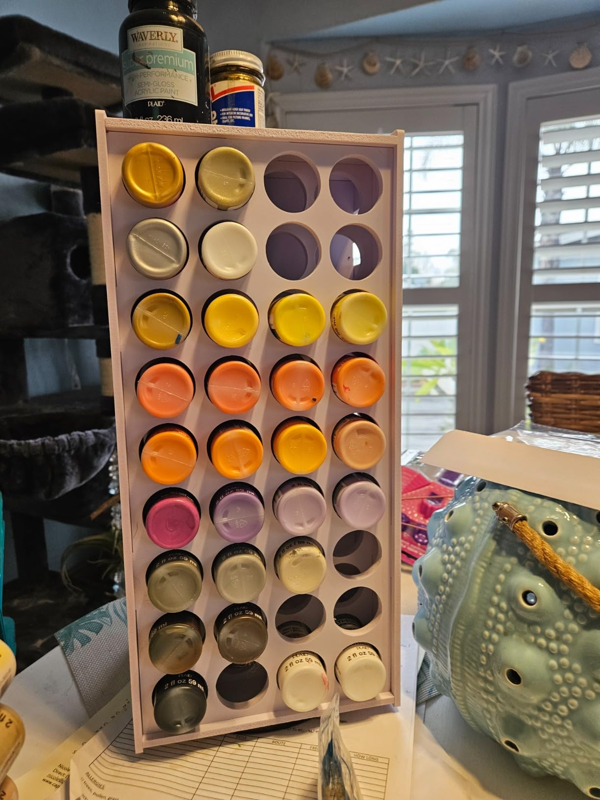 Craft Paint Storage Rack, 72 Holes Spinning Paint Storage Tower, 2oz Craft Paints Organizer Holder Stand customer photo 2