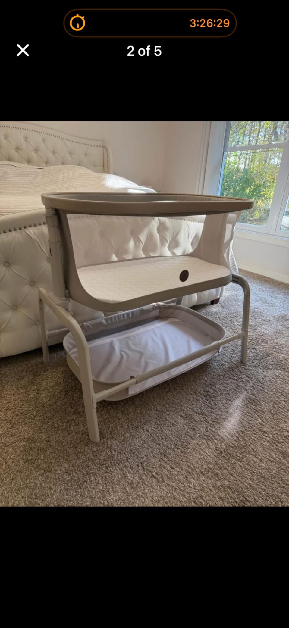Maxi-Cosi Iora Baby Bassinets Bedside Sleeper, Portable Bassinet, Infant Bedside Sleeper Crib, Height Adjustable, Breathable Mesh, Large Storage Basket, Classic Oat customer photo 2