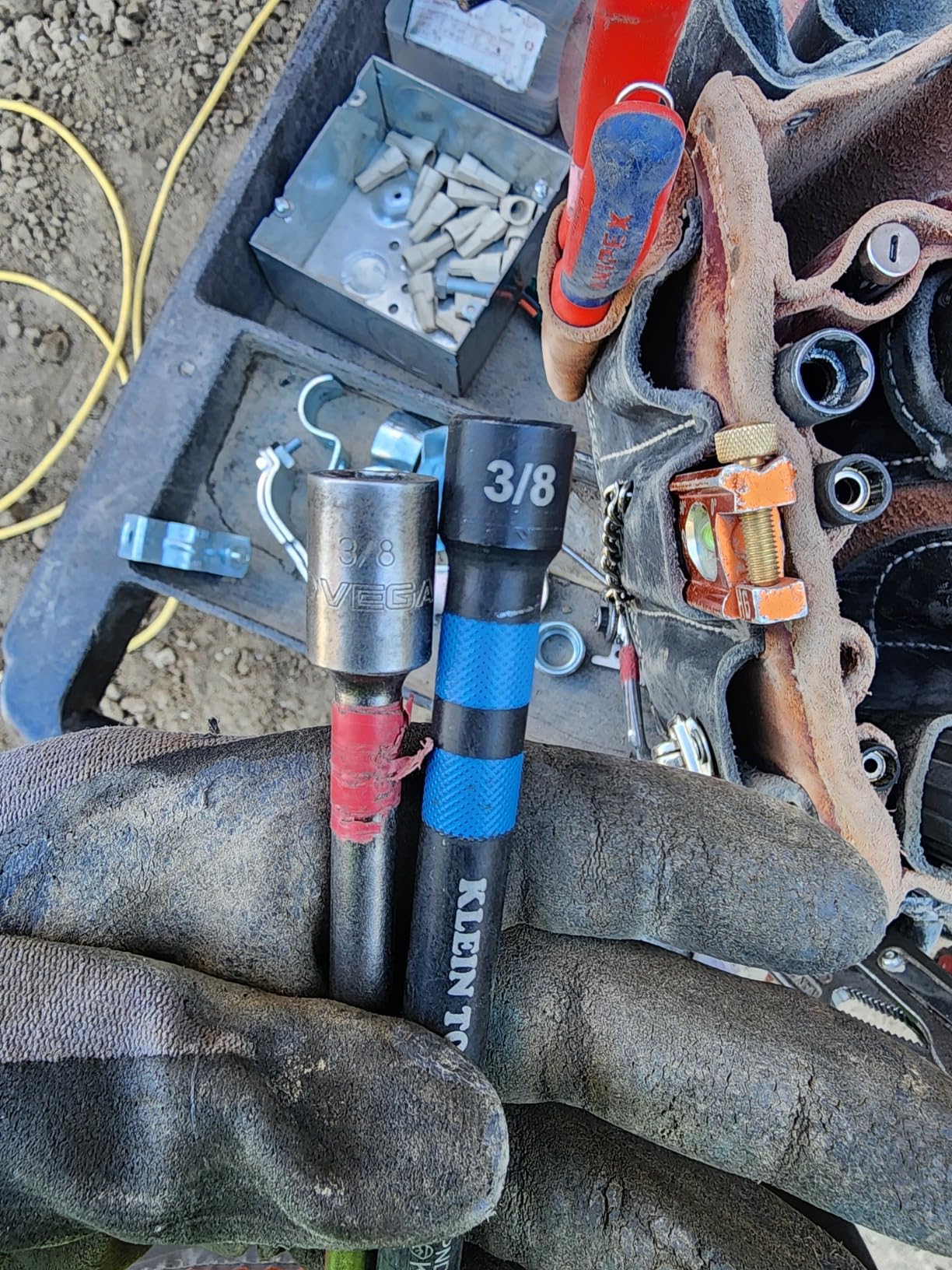Klein Tools 32950 Ratcheting Impact Rated Hollow Power Nut Driver Set with Handle, Magnetic, Color Coded, 6 SAE Hex Sizes customer photo 1