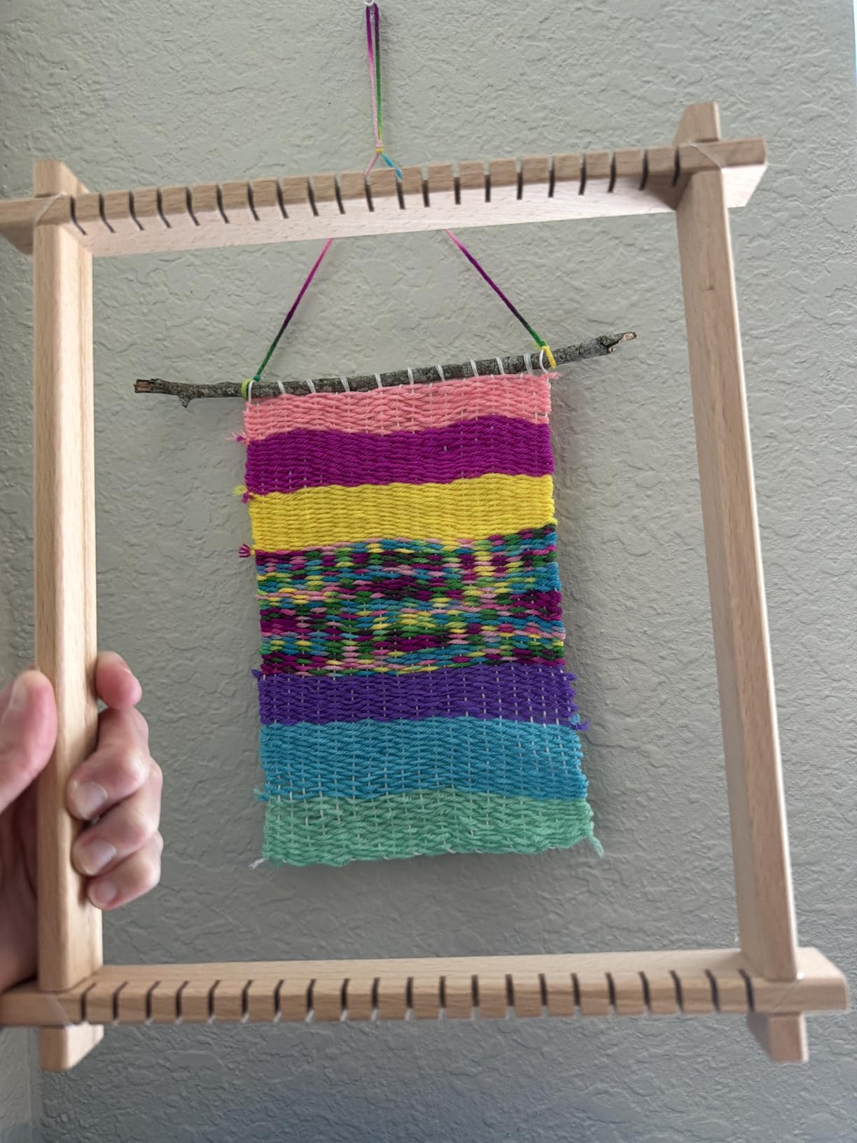 Weaving Loom for Kids,Knitting Loom Kit Crafts for Kids Ages 8-12 Beginners | Lemonfilter 9.4x11inch kids Weaving loom Yarn Kit for Adult, Wooden Frame DIY Coaster Tapestry Arts Gifts for Girls customer photo 1
