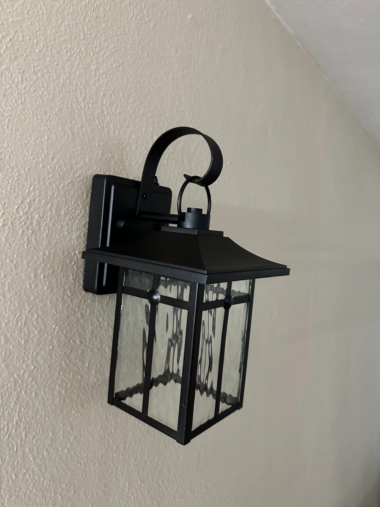 2 Pack Dusk to Dawn Outdoor Wall Lights, Black | Aluminum Exterior Light Fixtures Wall Mount, Ripple Glass, Waterproof Porch Lights, For Entryway, Garage, Patio customer photo 1