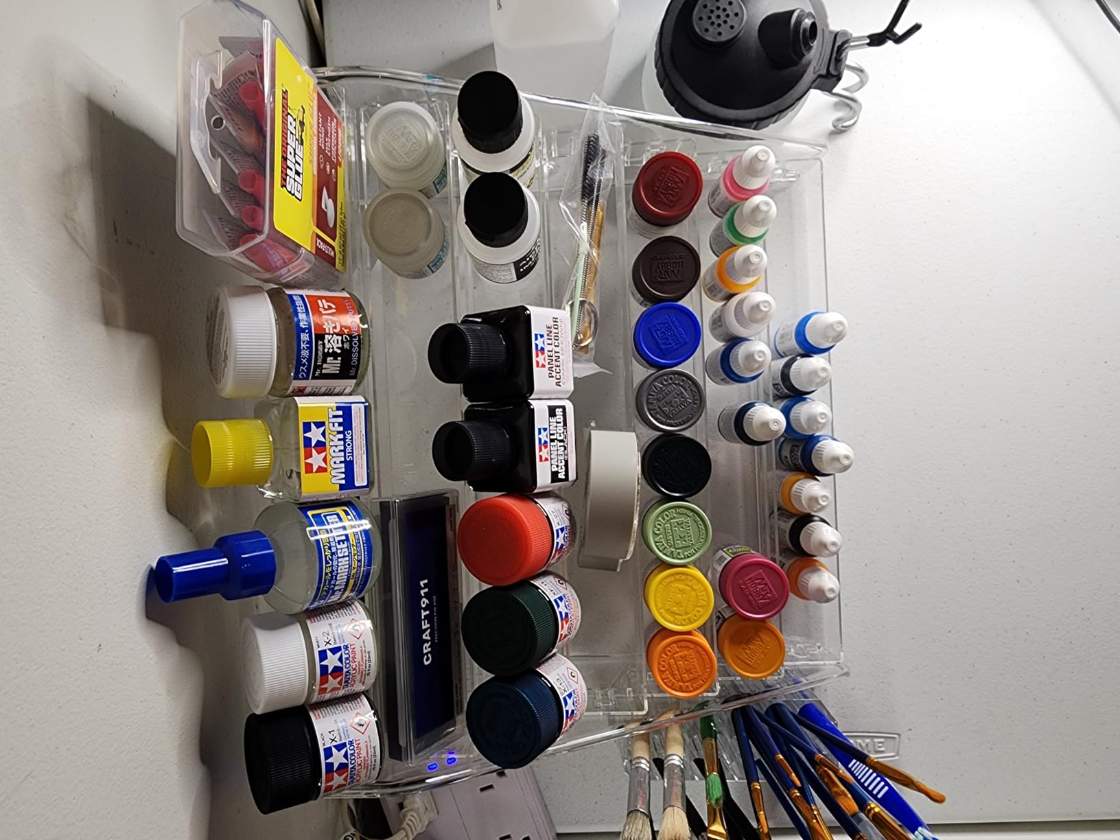 Acrylic Paint Organizer with Paint Brush Holder, Nail Polish Organizer, 7 Tiers Miniature Storage Bottle Rack for 2oz Tube, Alcohol Inks, Food Coloring, Essential Oil Storage Shelf customer photo 1