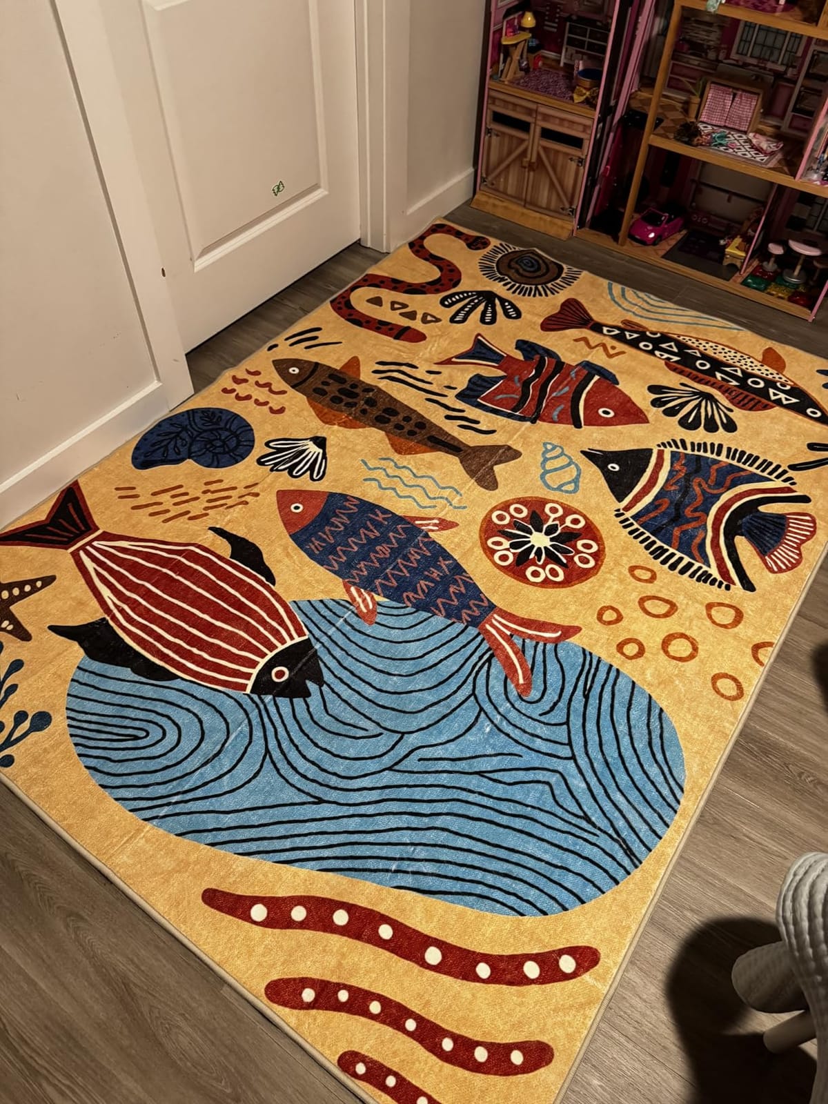 jinchan 5x7 Nursery Rug Washable Kids Playroom Rug Colorful Classroom Decor | Soft, Non-Slip, Cute, Kid-Friendly, Checkered Diamond Design, Play Mat, Cream Background, Bedroom, Dorm, Daycare, Living Room customer photo 2