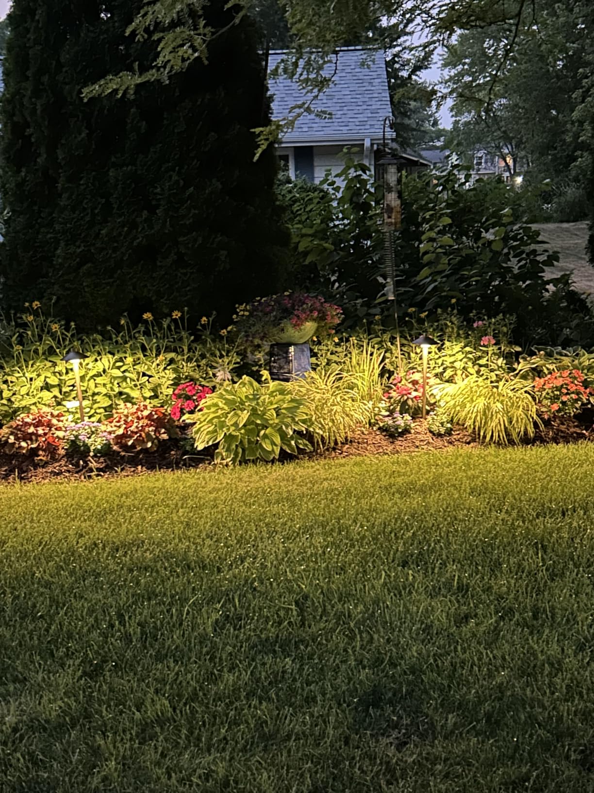 Solid Brass Low Voltage Landscape Pathway Lights (6.7'' Shade, 21.9'' Tall), 12V AC/DC Heavy Duty LED Path Lights Outdoor Wired, Antique Bronze Walkway Lights Without G4 Bulb, 12 Pack customer photo 1