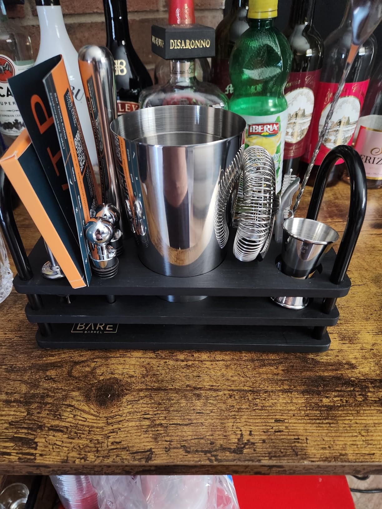 BARE BARREL Mixology Bartender Kit Bar Set | 14-Piece Cocktail Shaker Set | Martini Barware Mixing Tools for Home Bartending | 35 Recipe Cards | Gift Set (28oz Boston Shaker, Jet Black/Black) customer photo 1