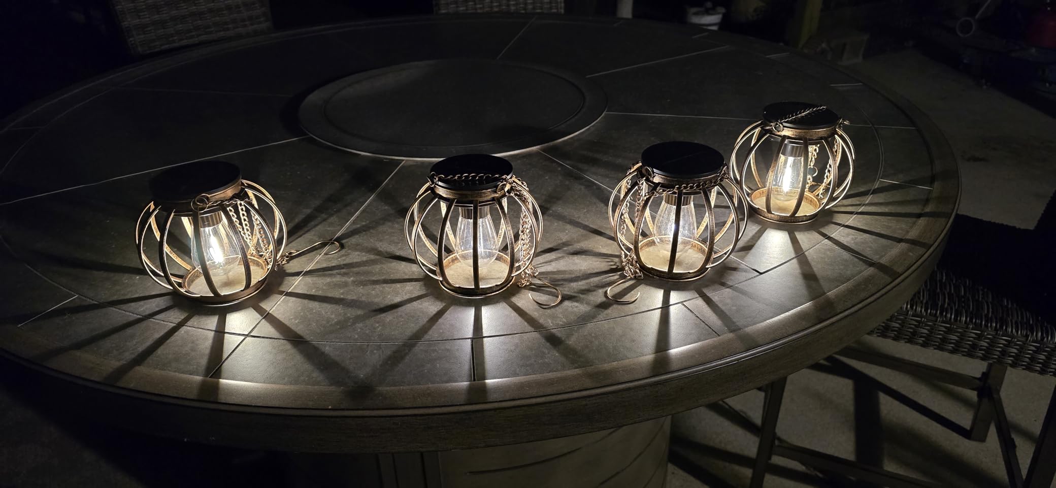KOOPER Solar Lanterns Outdoor Waterproof, Upgraded Metal Solar Lights Outdoor Lanterns, Brighter Auto On/Off Outdoor Hanging Lantern for Yard Patio Pathway Porch Garden Decor 2 Pack customer photo 2