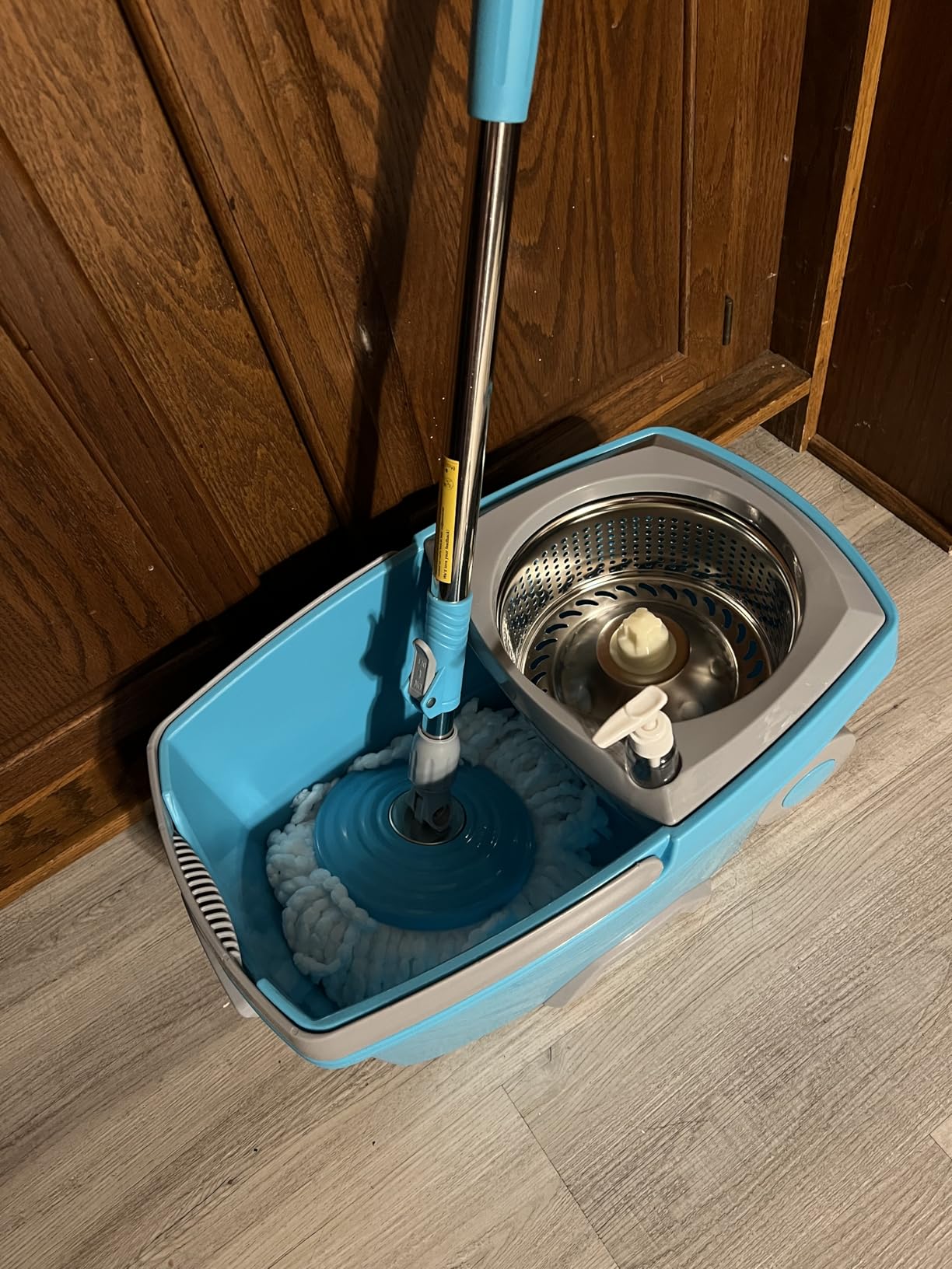 FunClean Large Spin Mop Bucket Set with Wringer, 2 Gal Capacity, Blue | 2 Rolling Wheels, Pull Handle, 61-Inch Handle, 6 Mop Heads, Easy Wringing, For Family Homes, Hardwood, Laminate & Tile Floors customer photo 1