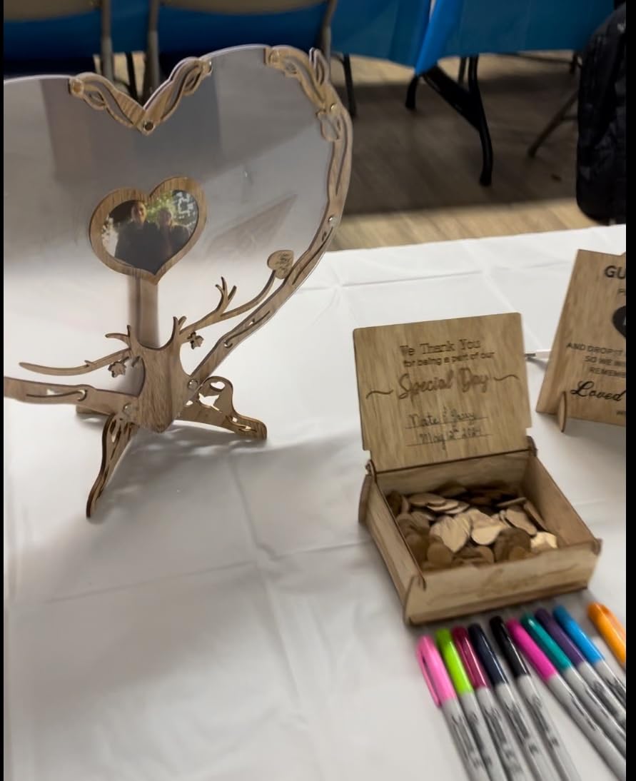 Heart Wedding Guest Book Alternative, Rustic Wooden Wedding Souvenirs with Heart Picture Frame, Heart Guest Book Drop Box, Personalized Decor Party Birthday customer photo 1
