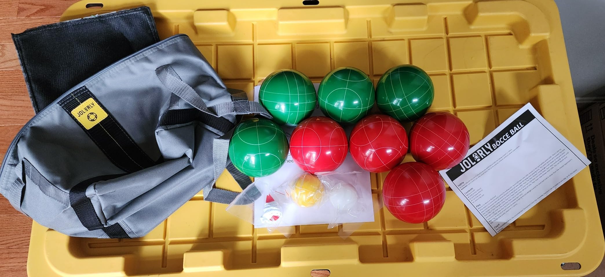 Professional Grade 107mm Bocce Ball Game Set Regulation Size and Weight 920g for Official Tournaments (Red and Green) customer photo 2