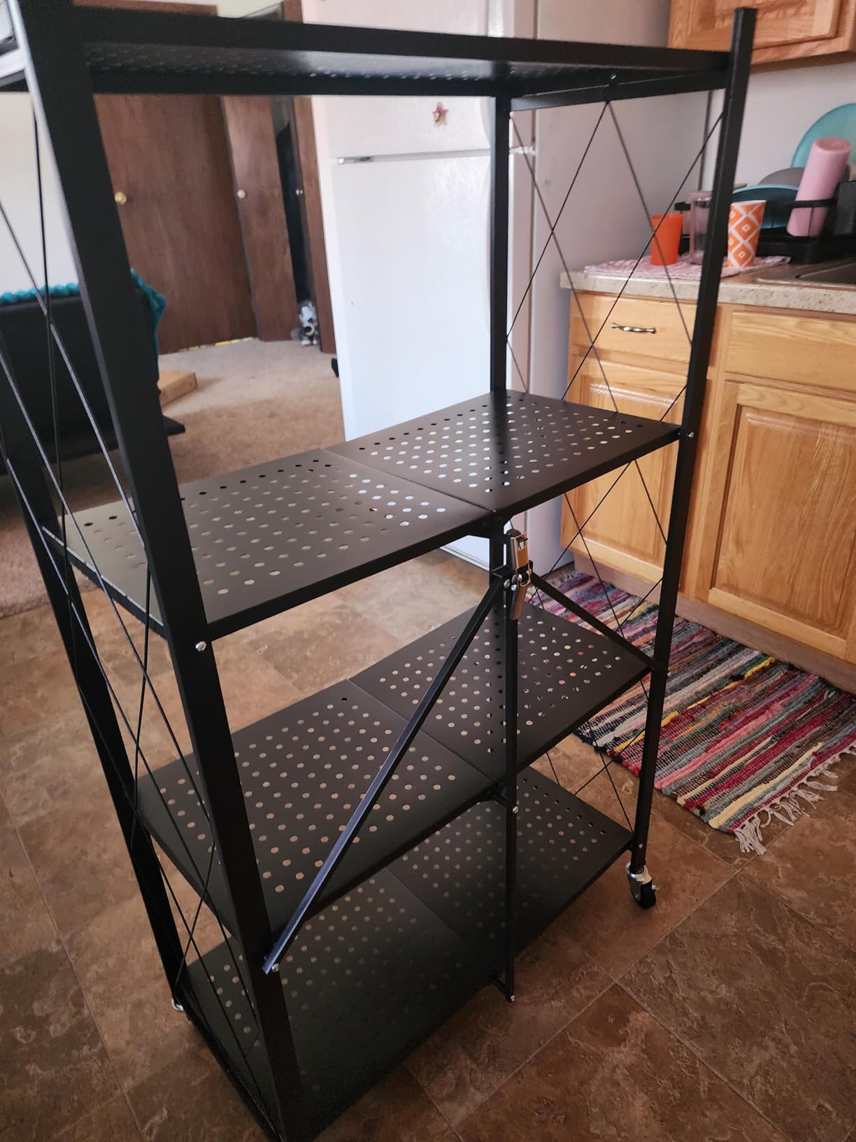 BRIAN & DANY Metal Storage Shelves - 4 Tier Shelving Unit, Folding Display Shelf Racks No Assembly for Vendors and Craft Shows, Black (2Pcs) customer photo 2